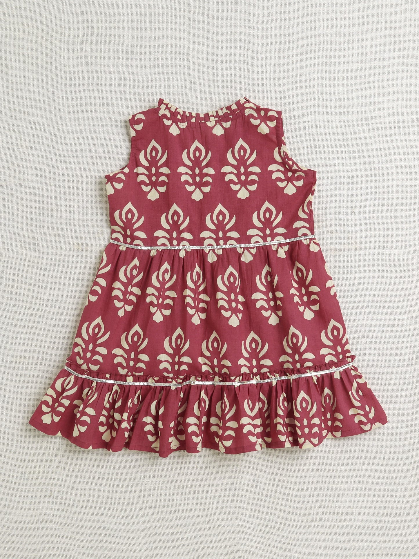 The Magic Wand Sleeveless Floral Printed Lace Embellished Kurta & Afghani Pant Set-Maroon