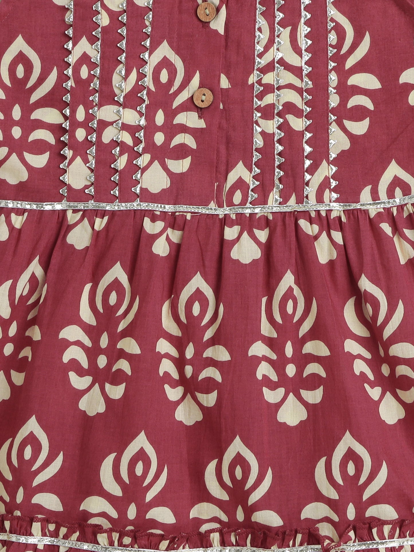 The Magic Wand Sleeveless Floral Printed Lace Embellished Kurta & Afghani Pant Set-Maroon