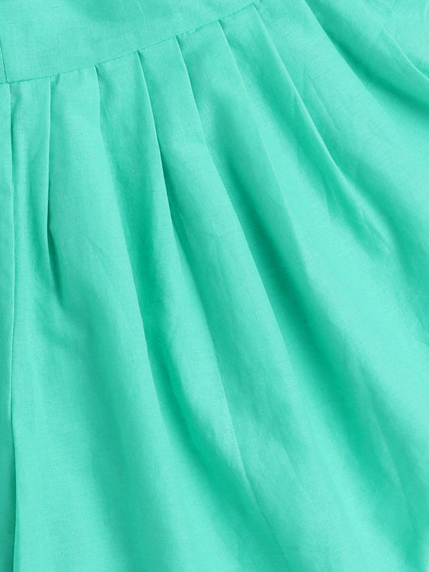 Sleeveless Tie Up All over Print with Lace Kurta Dhoti Set for Navratri- Green