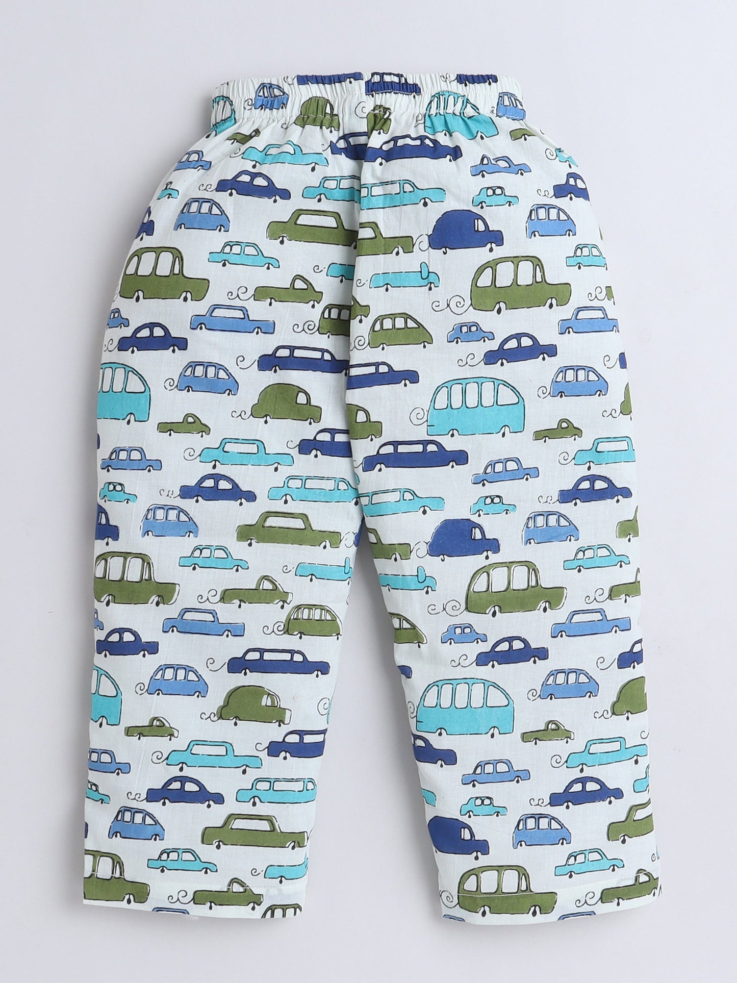 The Magic Wand Full Sleeves Cotton Cars Printed Night Suit Set Off White