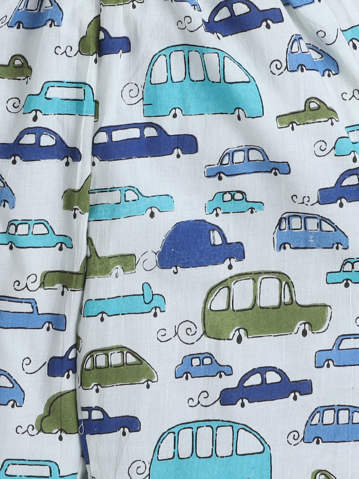 The Magic Wand Full Sleeves Cotton Cars Printed Night Suit Set Off White