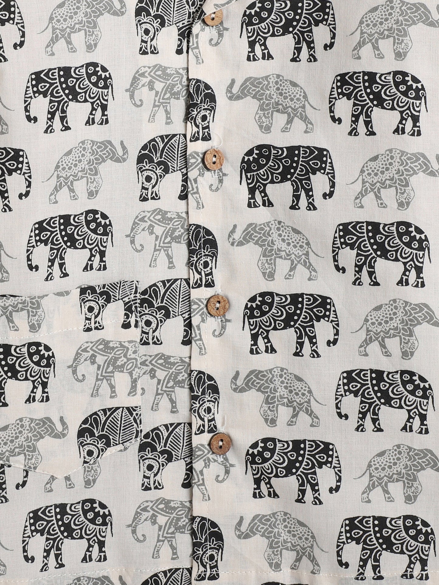 The Magic Wand Full Sleeves Elephant Printed Cotton Lounge Wear Night Suit Set For Kids Beige