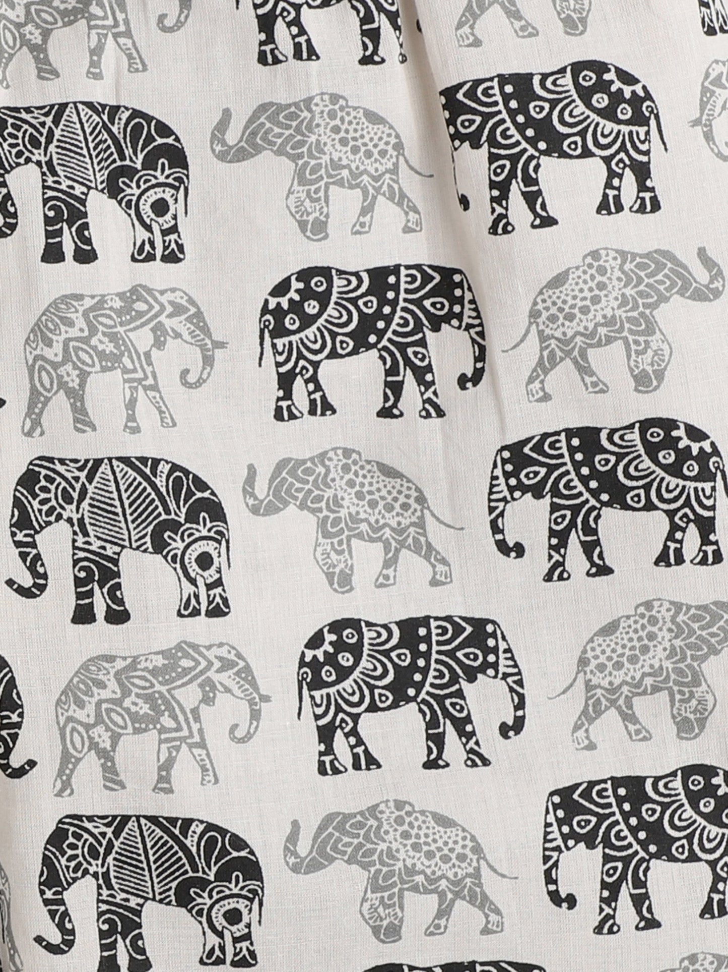 The Magic Wand Full Sleeves Elephant Printed Cotton Lounge Wear Night Suit Set For Kids Beige