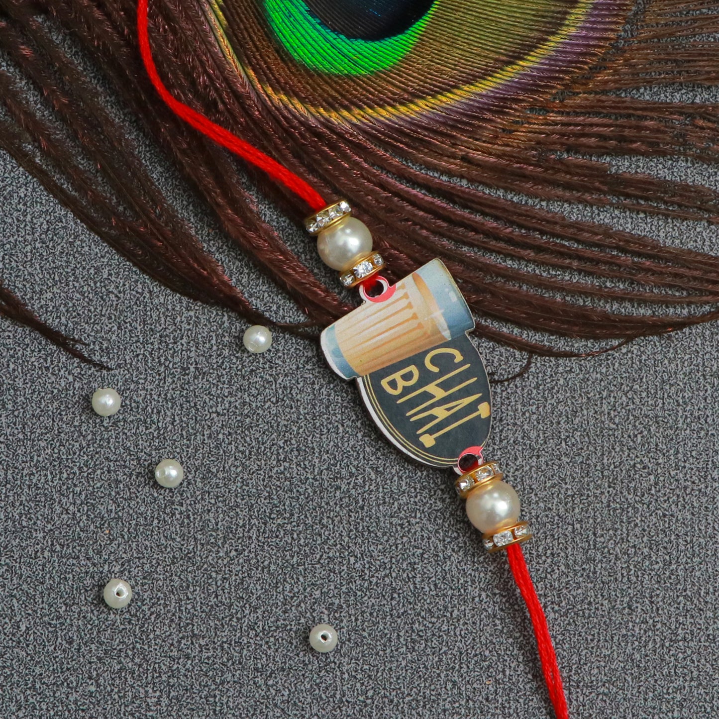 The Magic Wand Quirky Cutting Chai Bhai Wooden Rakhi - Multi Colour