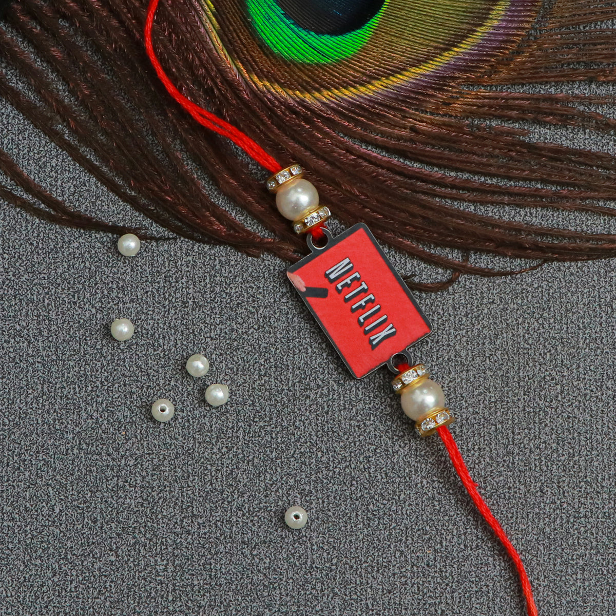The Magic Wand Netflix Printed Wooden Rakhi - Red