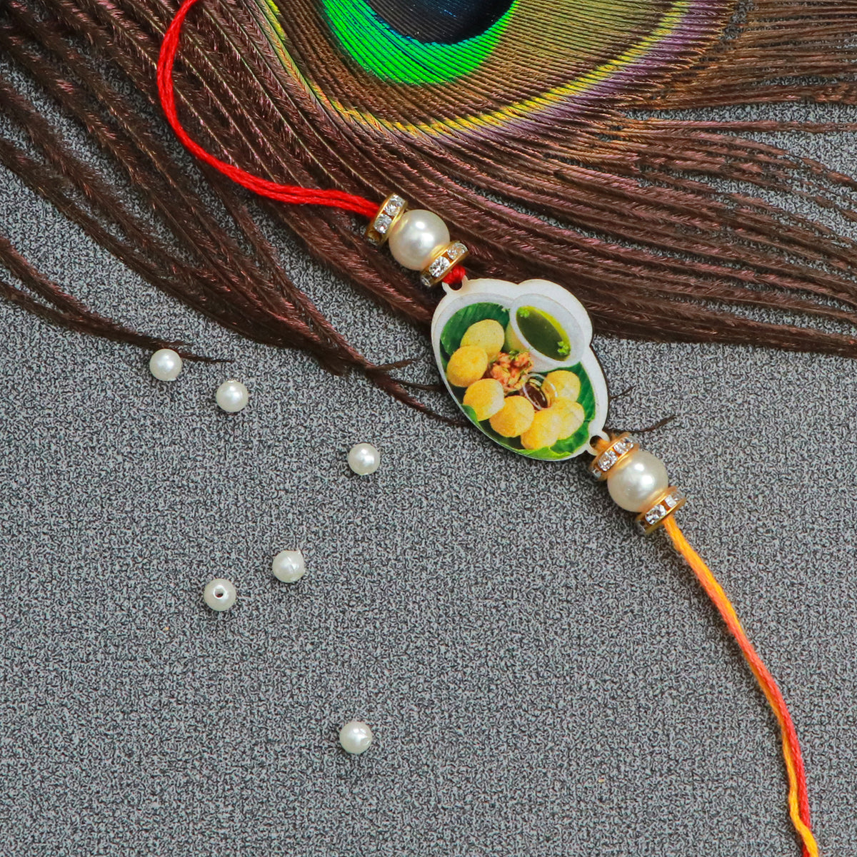 The Magic Wand Trendy Pani Puri Printed Rakhi - Red