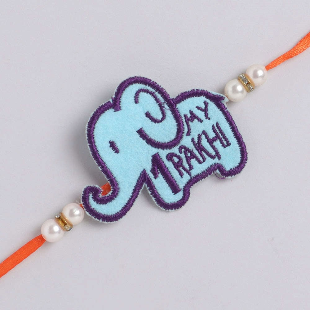 The Magic Wand Elephant Applique My First Rakhi - Blue