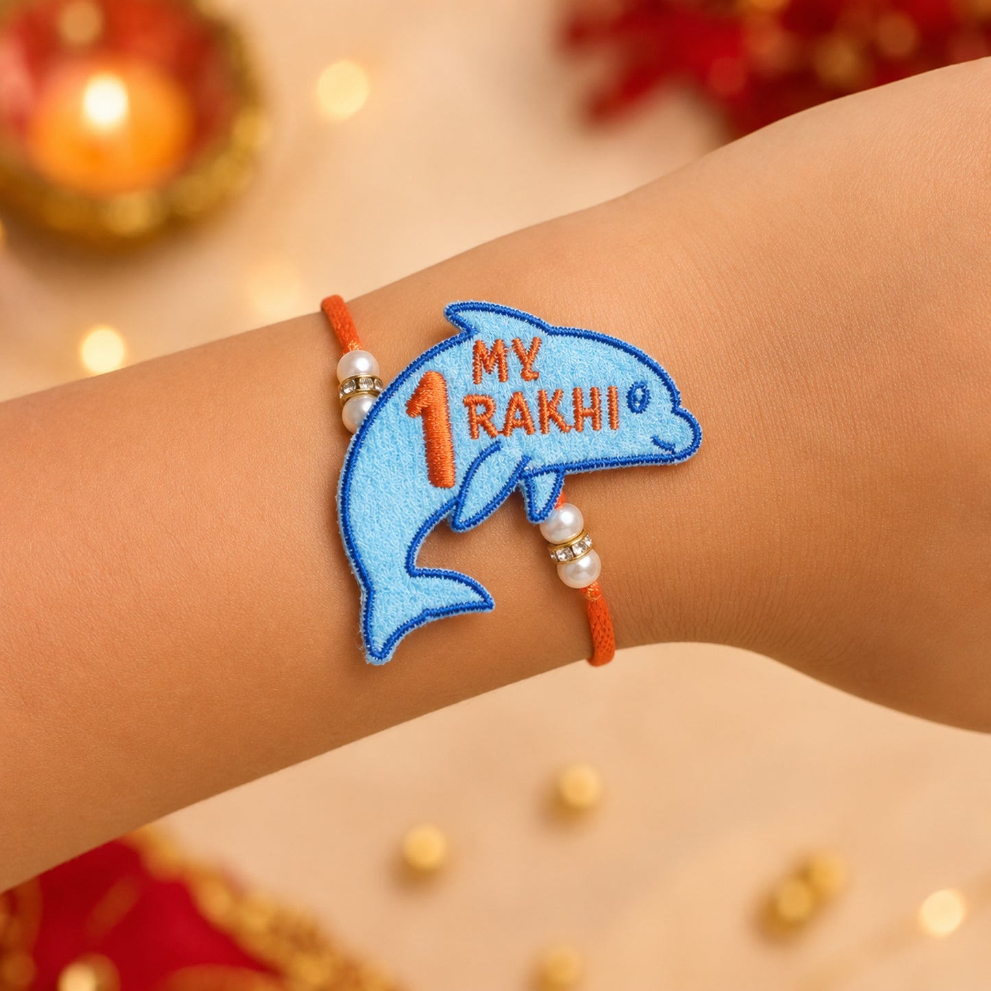 The Magic Wand Trendy Dolphin Applique My First Rakhi - Blue