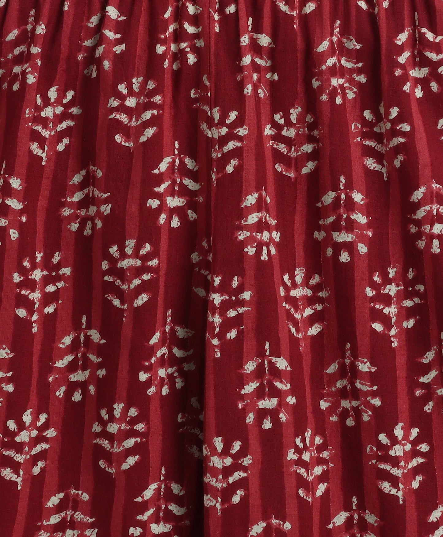 Cotton Woven Three Fourth Sleeves AII Over Printed Top and Balloon Pant Set- Maroon