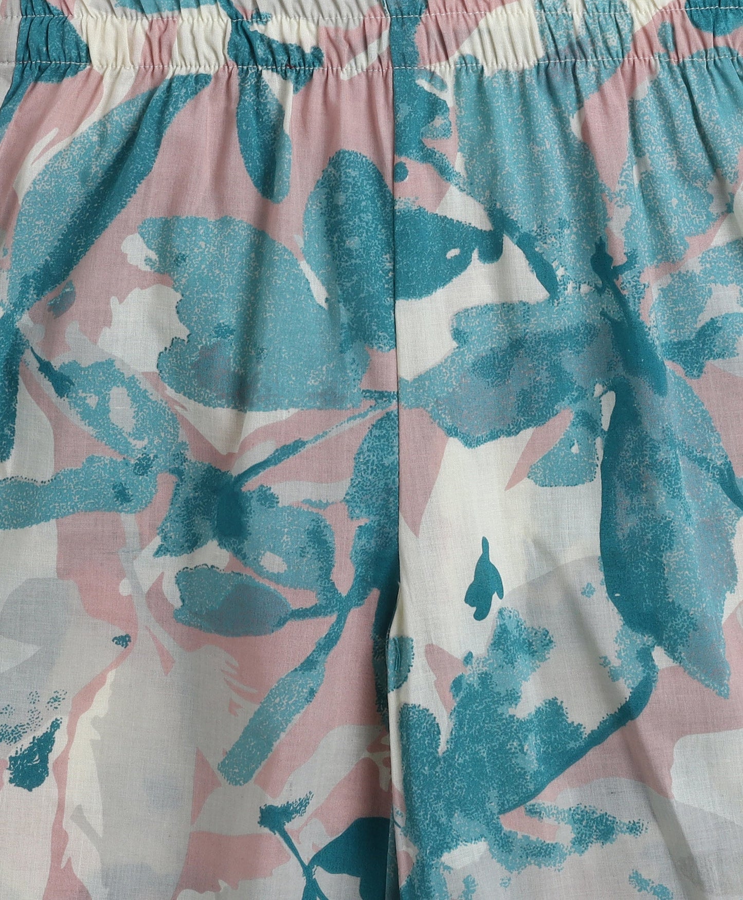 Cotton Woven Three Fourth Sleeves Abstract Printed Top and Plazzo Set- Blue