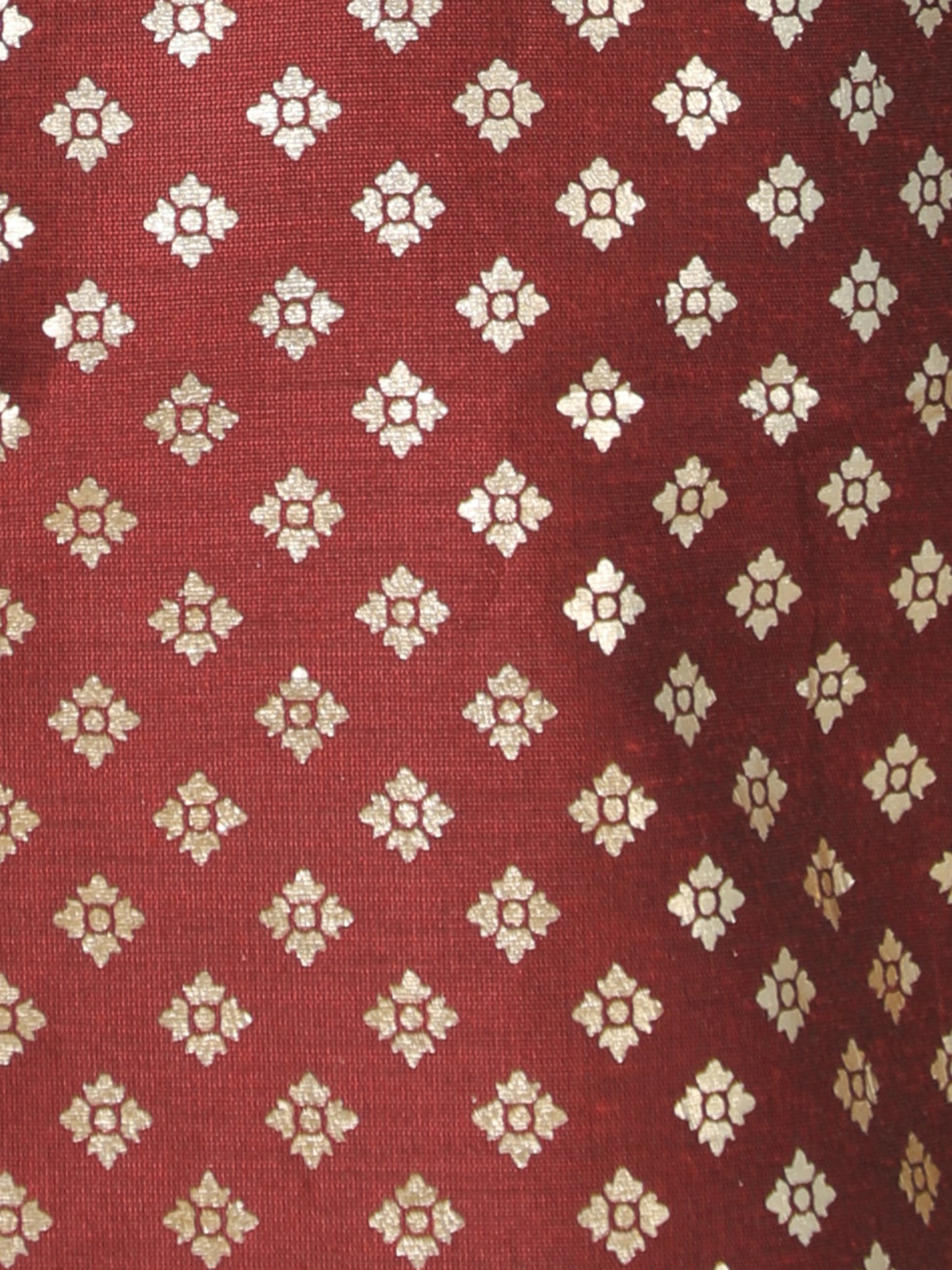 Full Sleeves Foil Printed Golden Piping Placket Kurta & Pyjama Set For Boys-Maroon