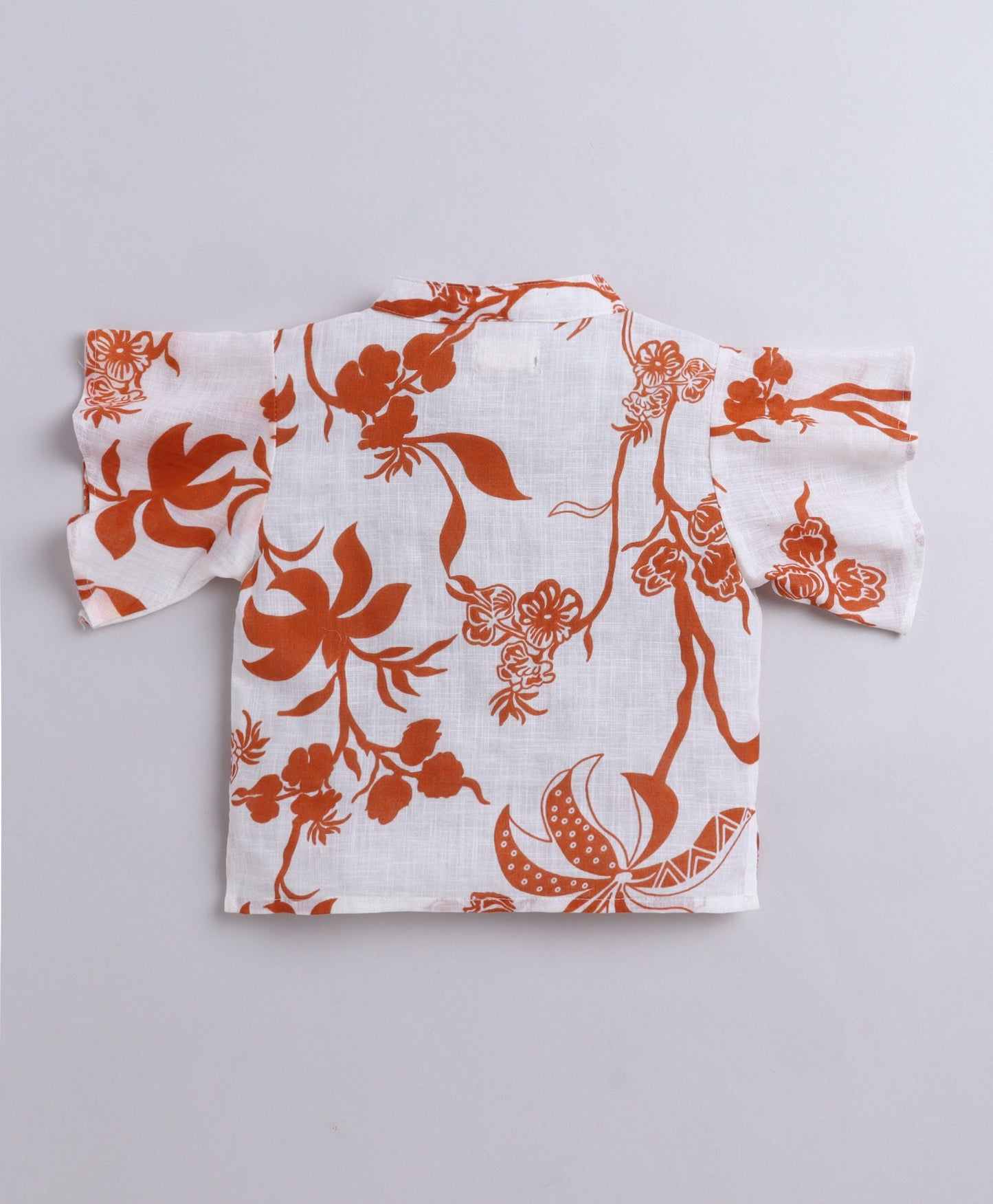 The Magic Wand Slub Cotton Frill Sleeves Floral Printed Top and Bottom Co Ord Set- Off White