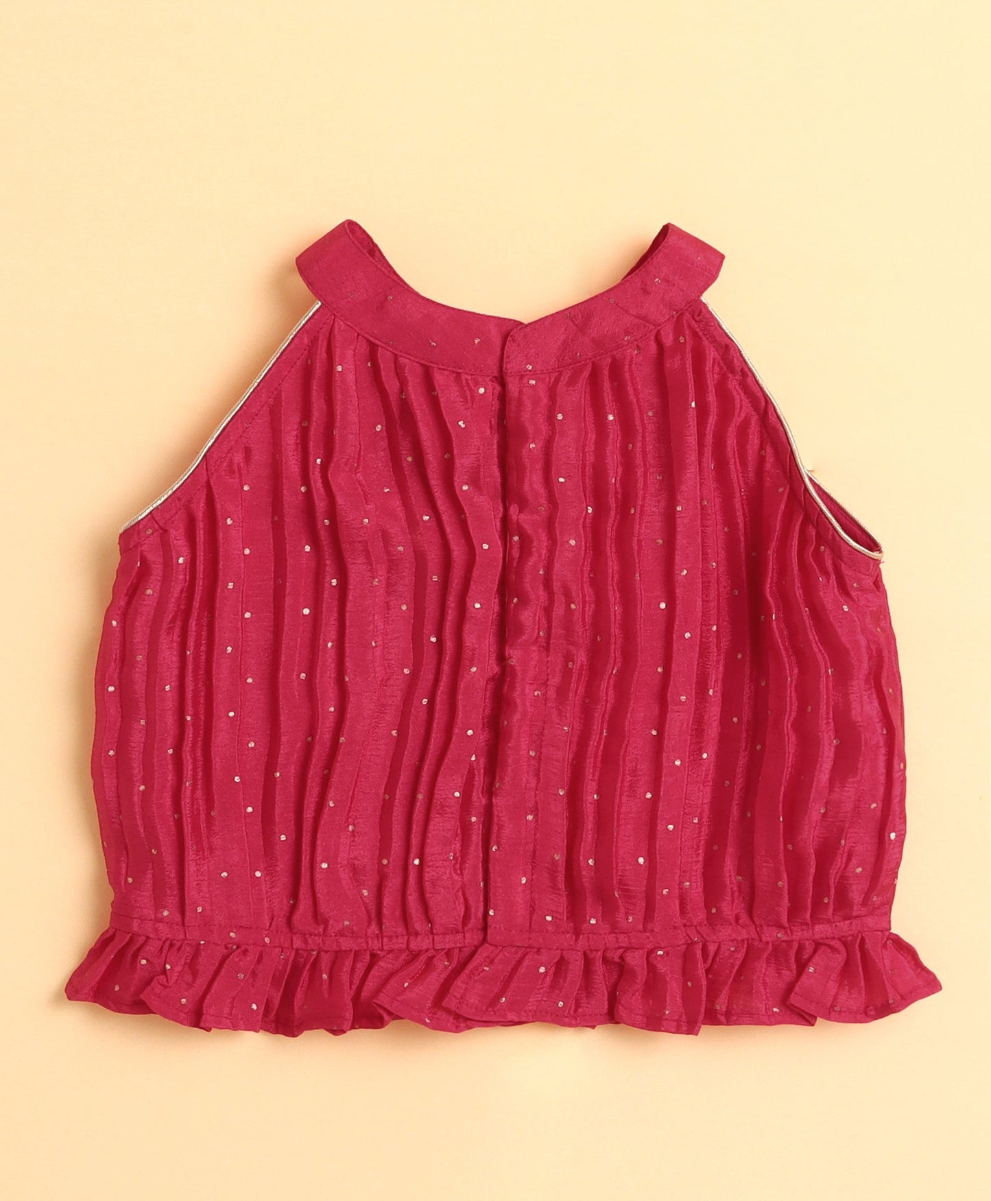 The Magic Wand Woven Sleeveless Foil Printed Incut Top and Bottom Set- Fuchisa