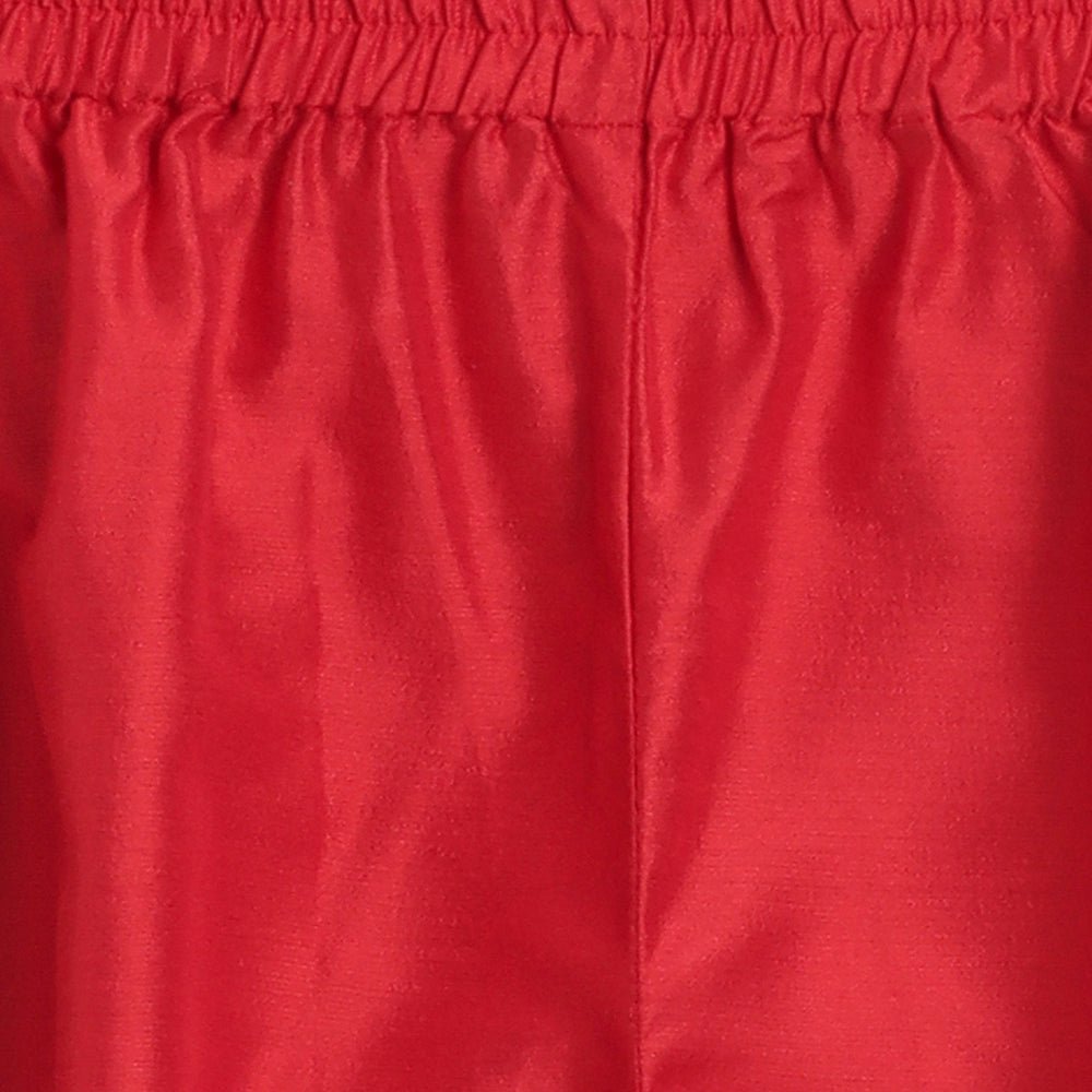 Lace Embelished Full Sleeves tassles Kurta with Ballon Pants-Red