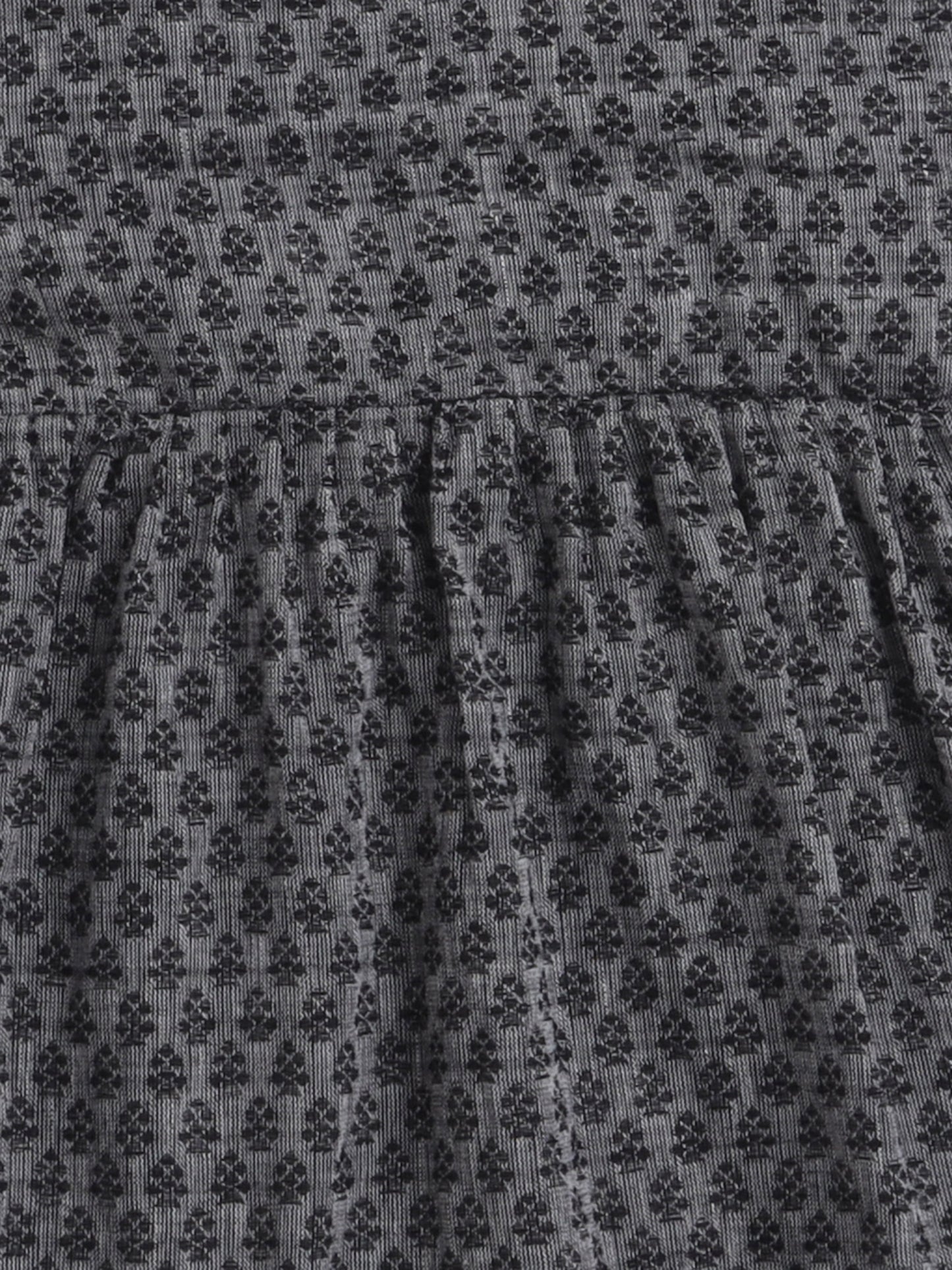 Halter Neck Cotton Dobby Tiered Dress For Girls With Lace Embelishment - Grey