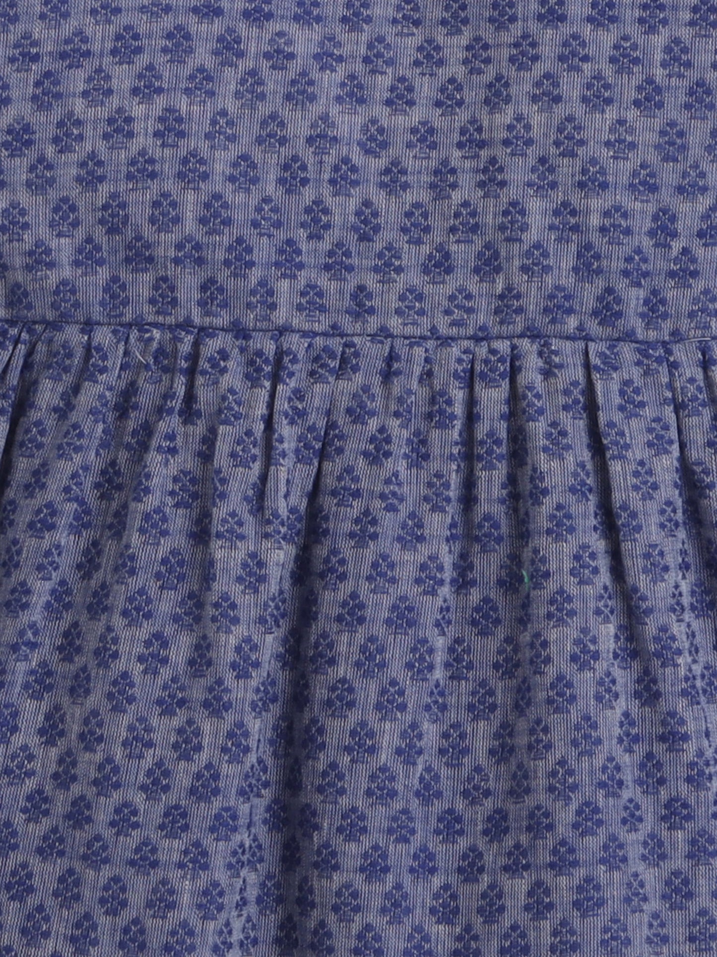 Halter Neck Cotton Dobby Tiered Dress For Girls With Lace Embelishment - Blue