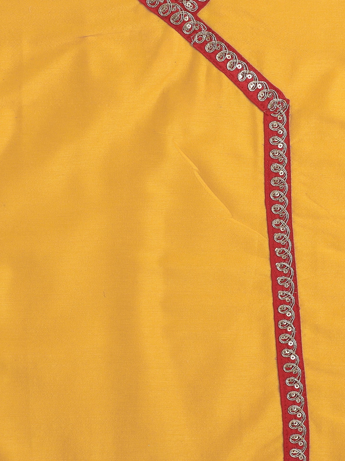 Short Sleeves Lace Detailing Kurta And Salwar Set For Girls-Mustard