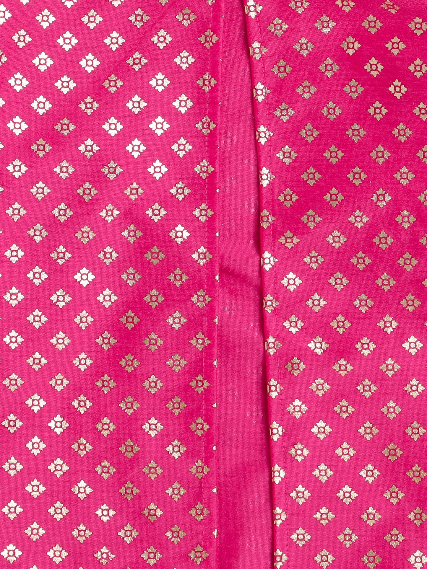 Foil Printed 3/4th sleeves Jacket with Halter Neck Floral Dress Set For Girls-Fuchsia