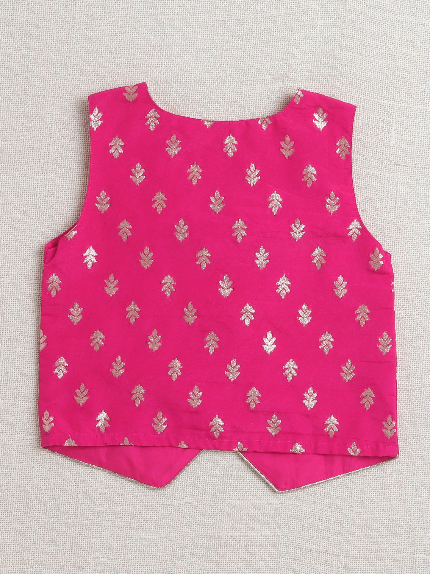 The Magic Wand Bootie Printed Lace Embelished Waist and Pant Set For Girls Fuchsia