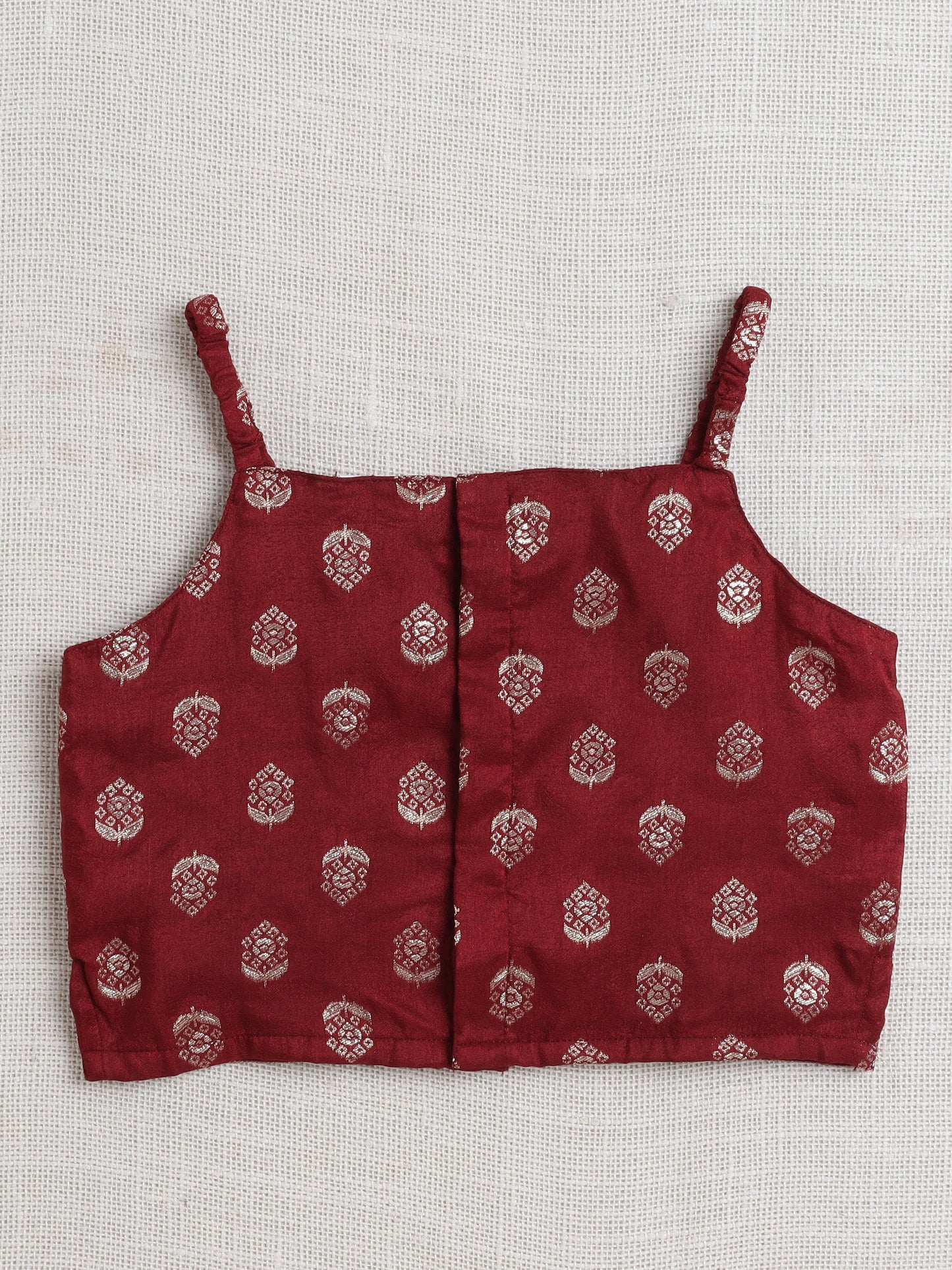 Sleeveless Floral Printed Top And Pant Set - Maroon