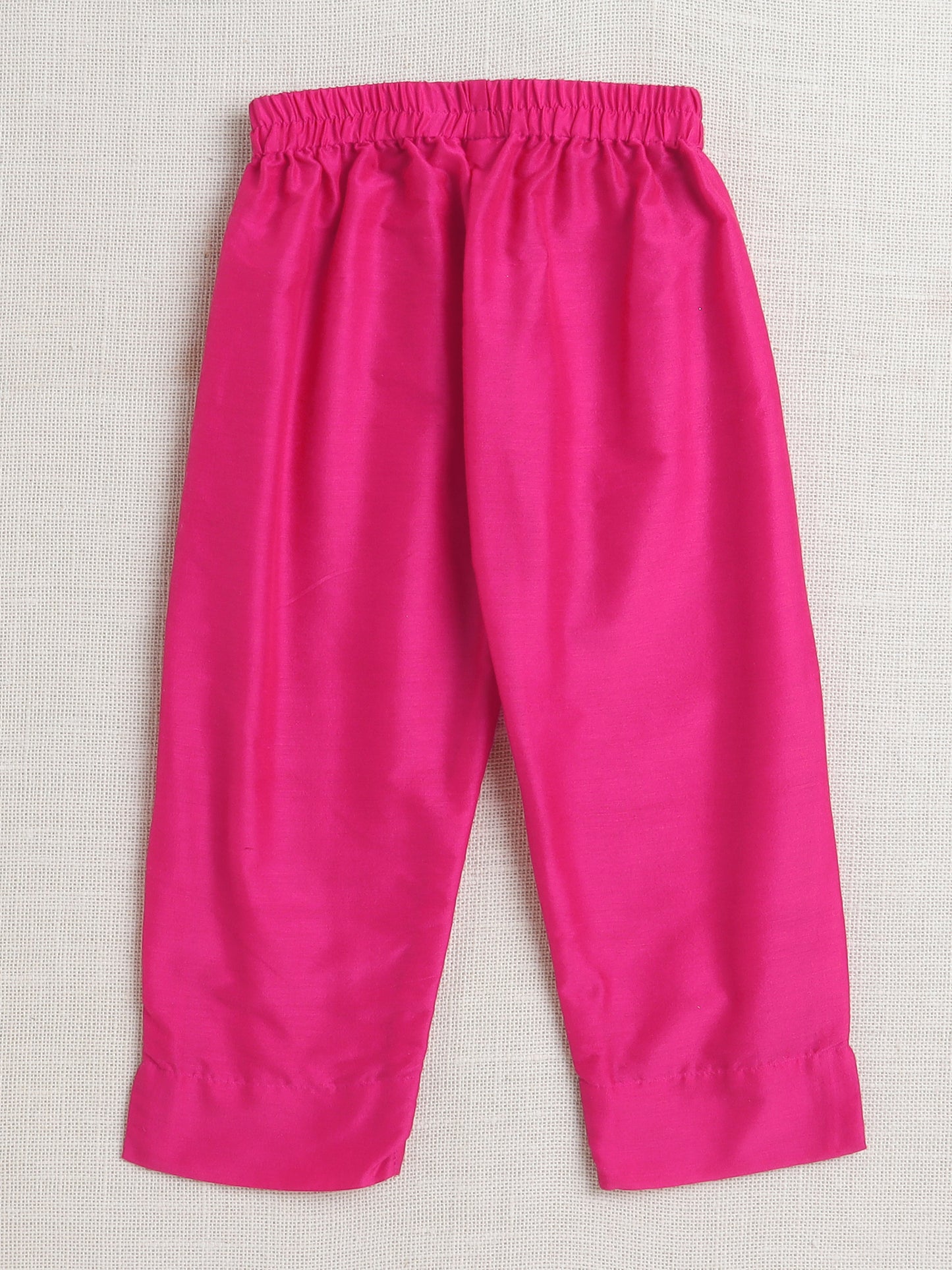 Bootie Printed Lace Embelished Sleeveless Top and Pant Set For Girls-Fuchsia