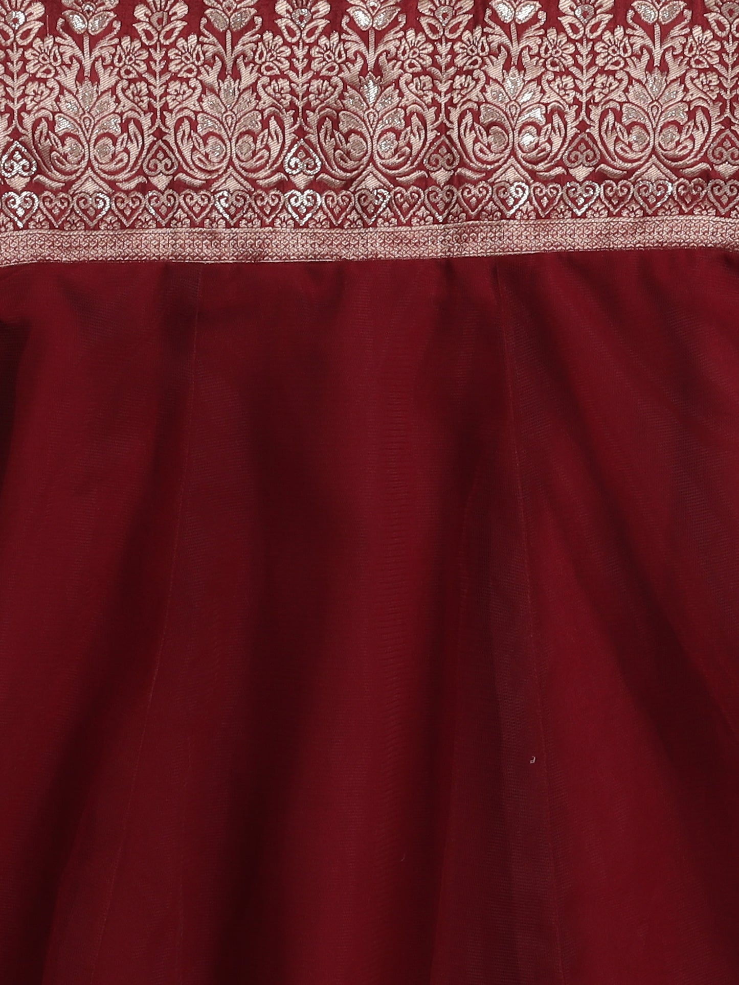 Sleeveless Brocade Printed Kurta Set-Maroon