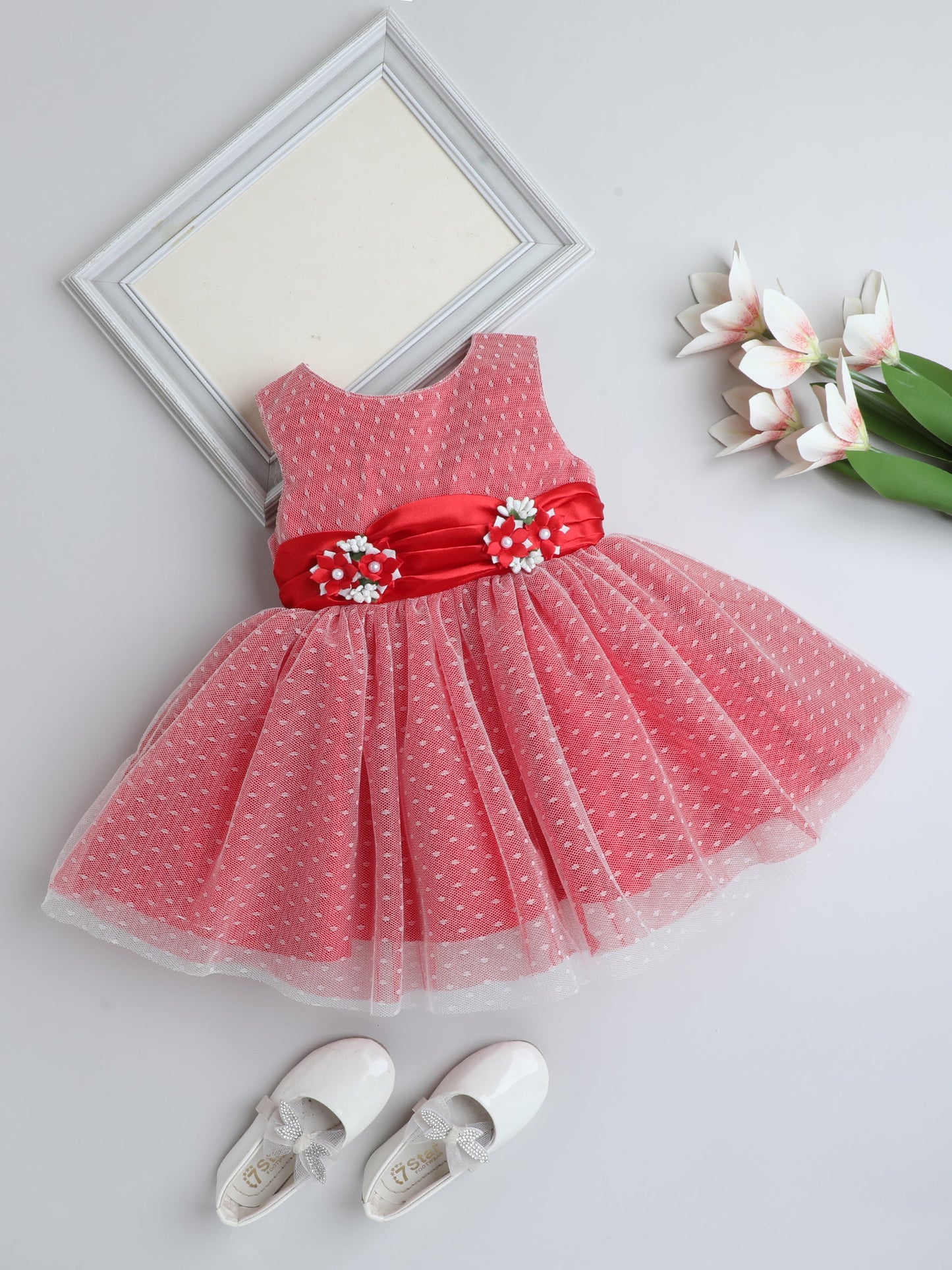 The Magic Wand Sleeveless Embellished Fit & Flare Dress Red