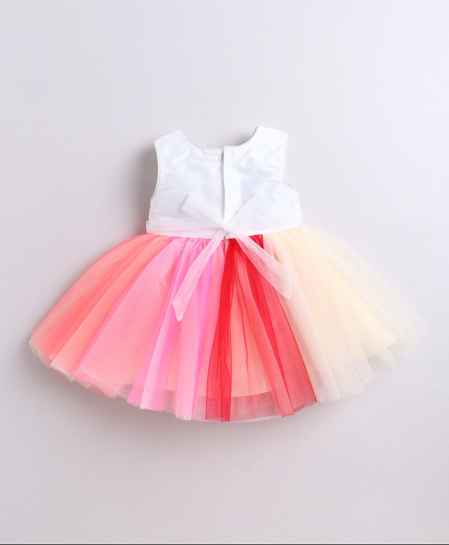 The Magic Wand Net Sleeveless Flower Appilque Party Dress- Multi Color