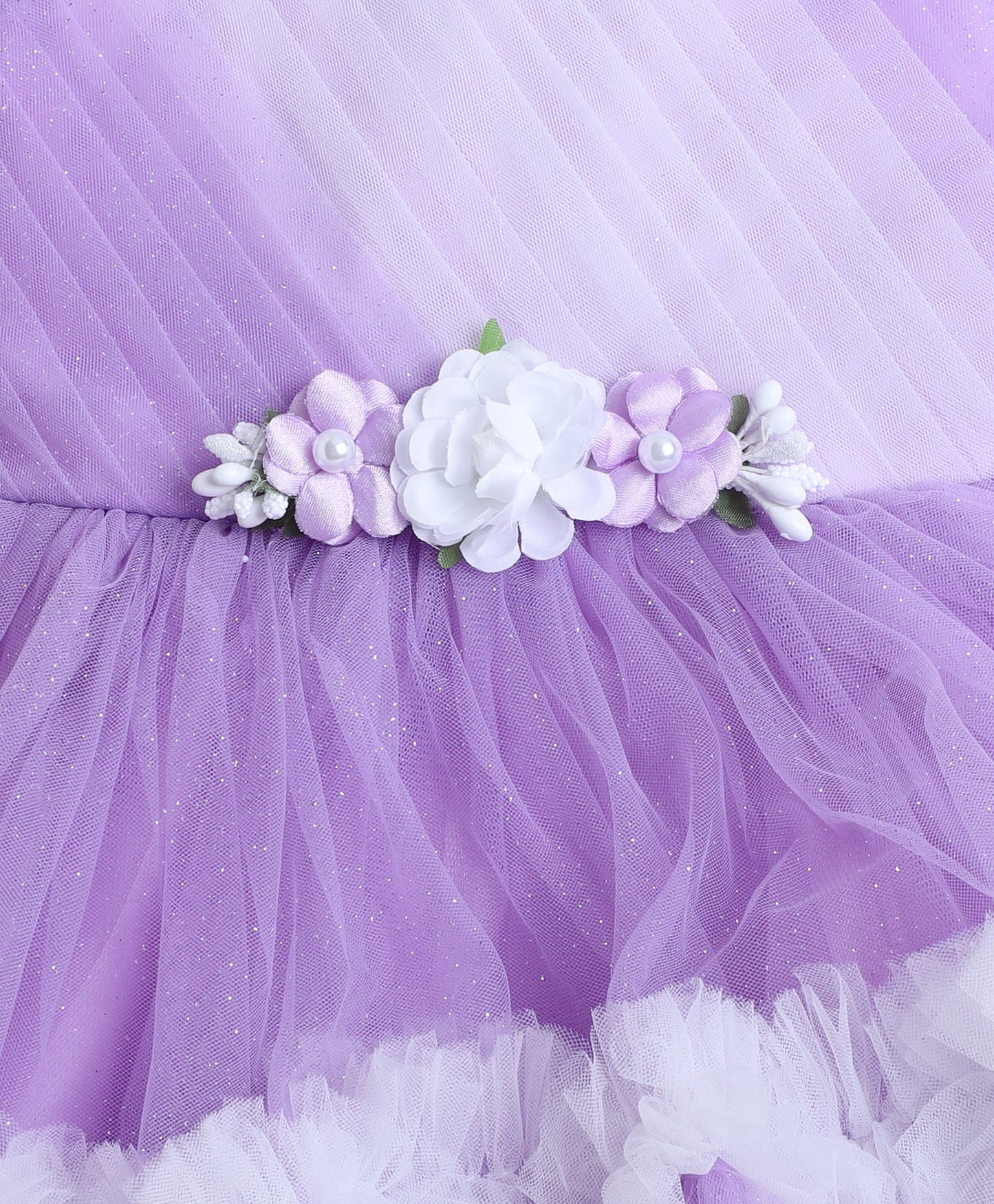 Sleeveless Corsage Detailed Layered Dress- Lavender