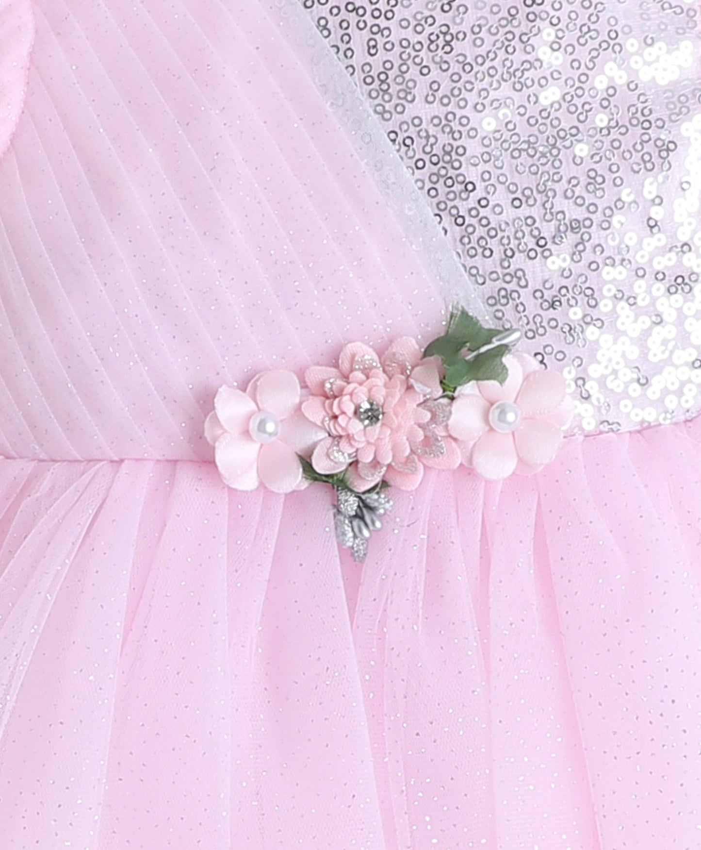 Woven Sleeveless Corsage Detailed Layered Dress- Pink