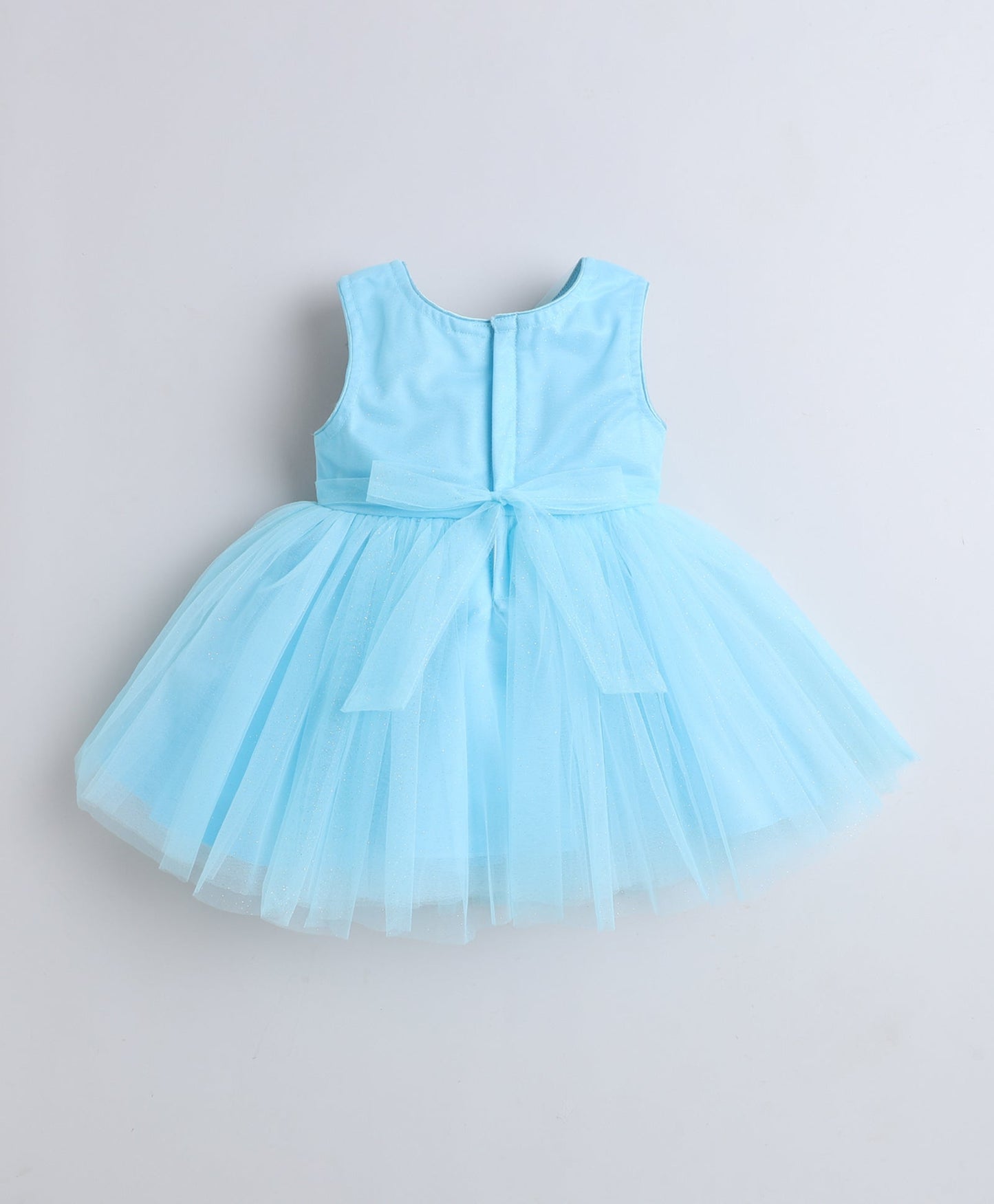 The Magic Wand Woven Sleeveless Corsage Detailed Gliter Flared Dress - Blue