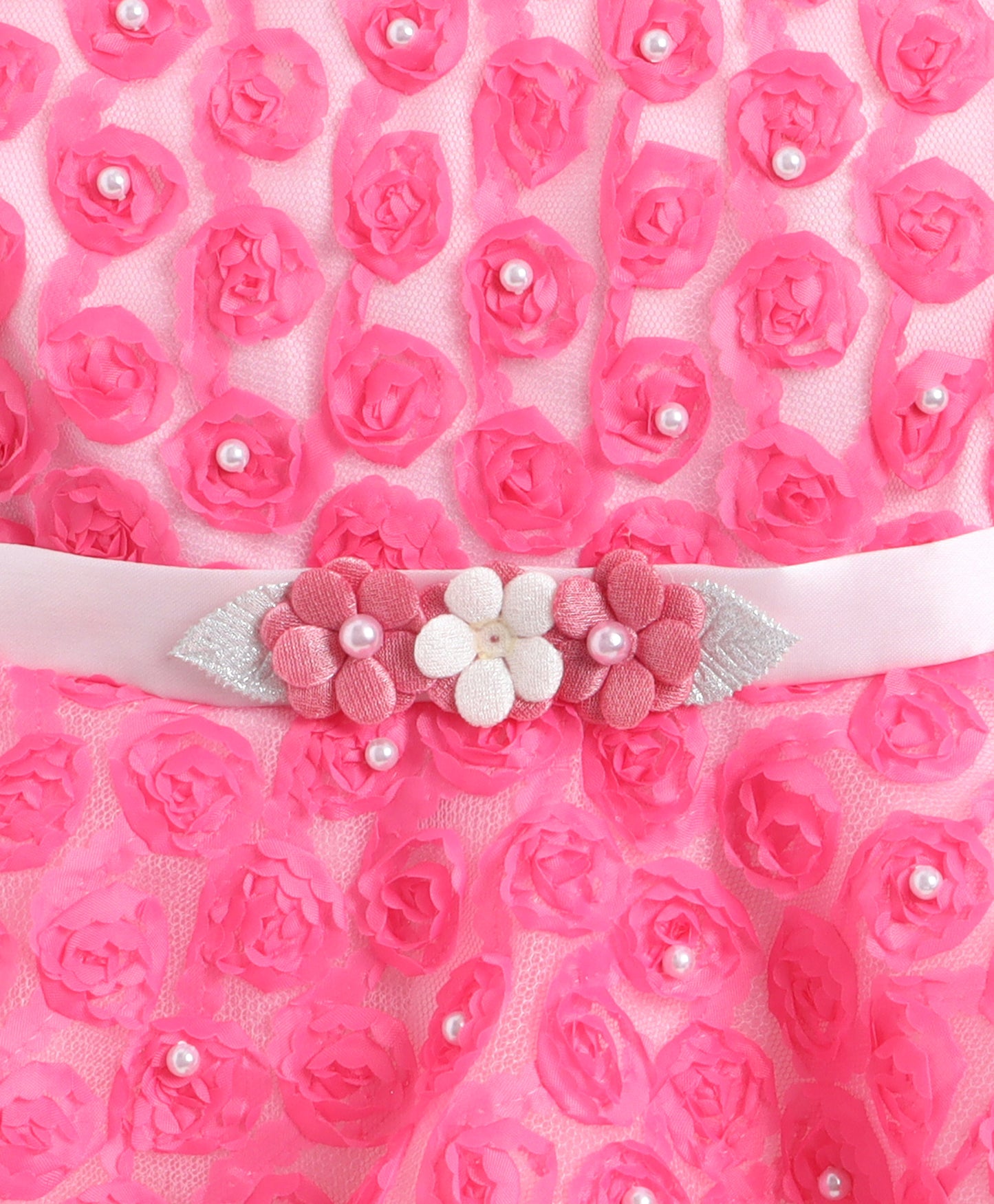 The Magic Wand Woven Sleeveless Pearl Embellished Tulle Dress - Pink