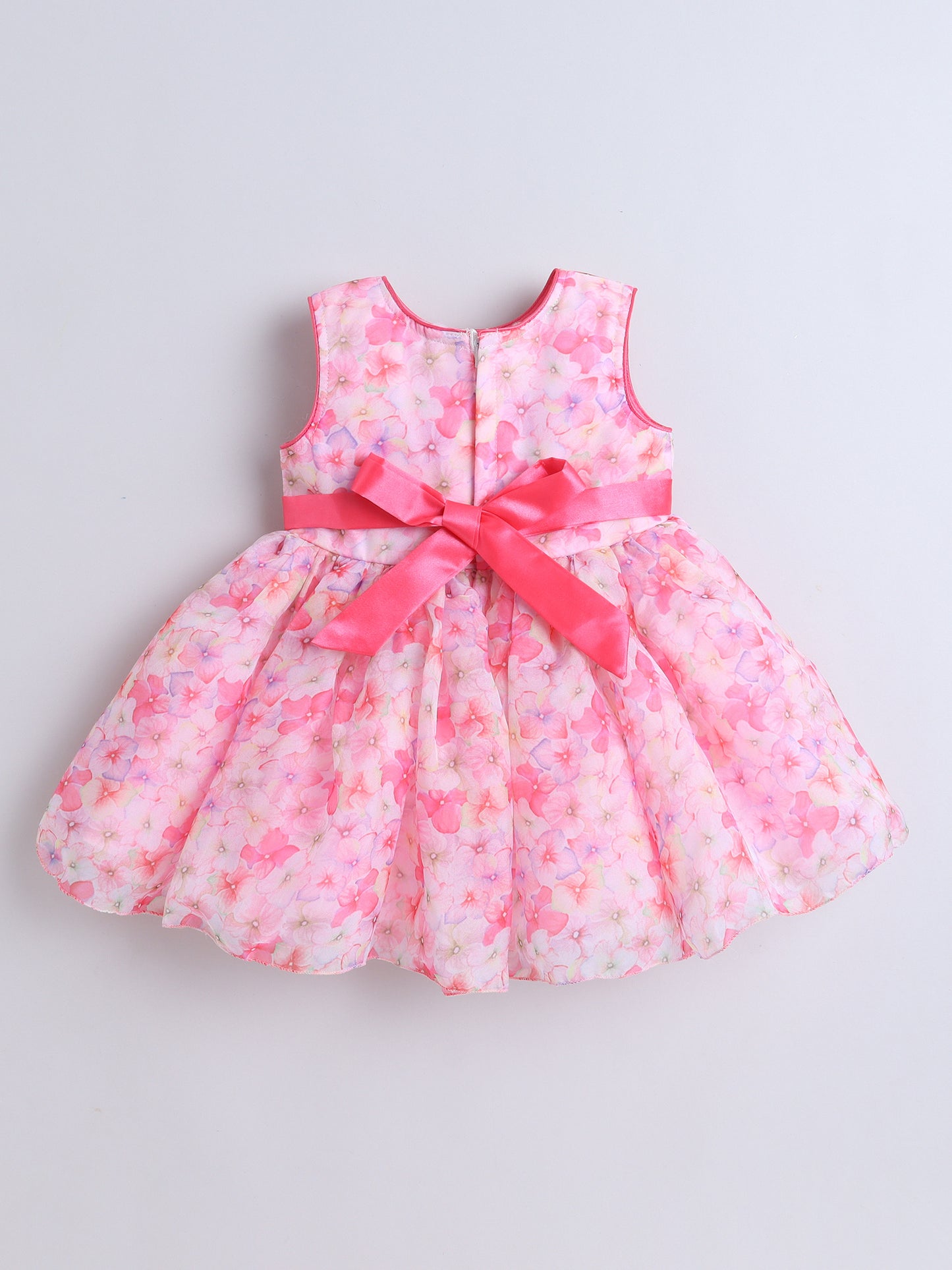 Sleeveless Floral Printed Dress - Fuchsia
