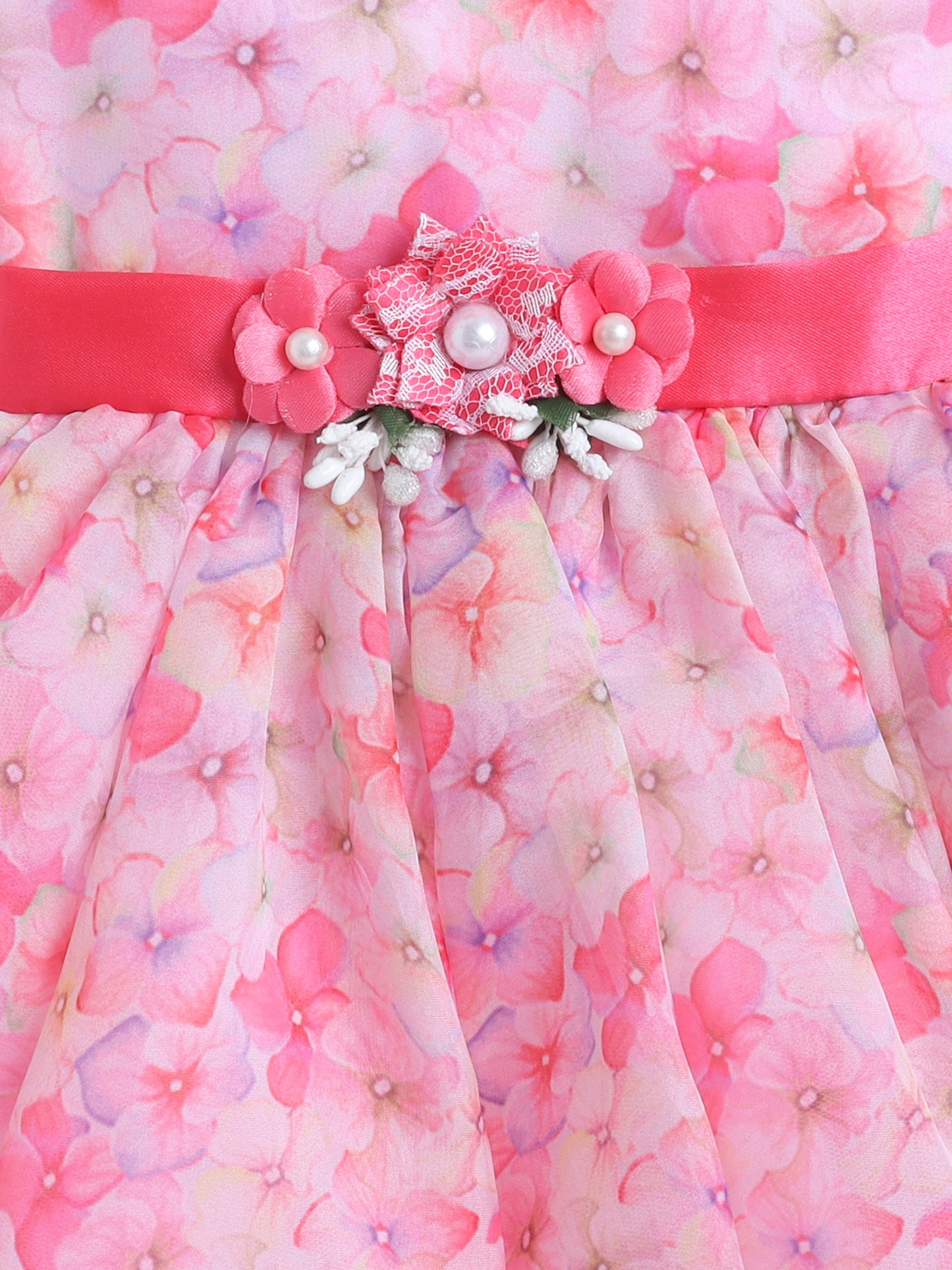 Sleeveless Floral Printed Dress - Fuchsia