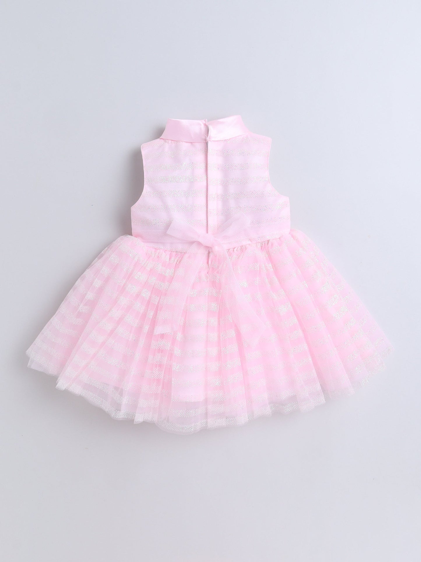 The Magic Wand Sleeveless Flower Applique Net Dress - Pink