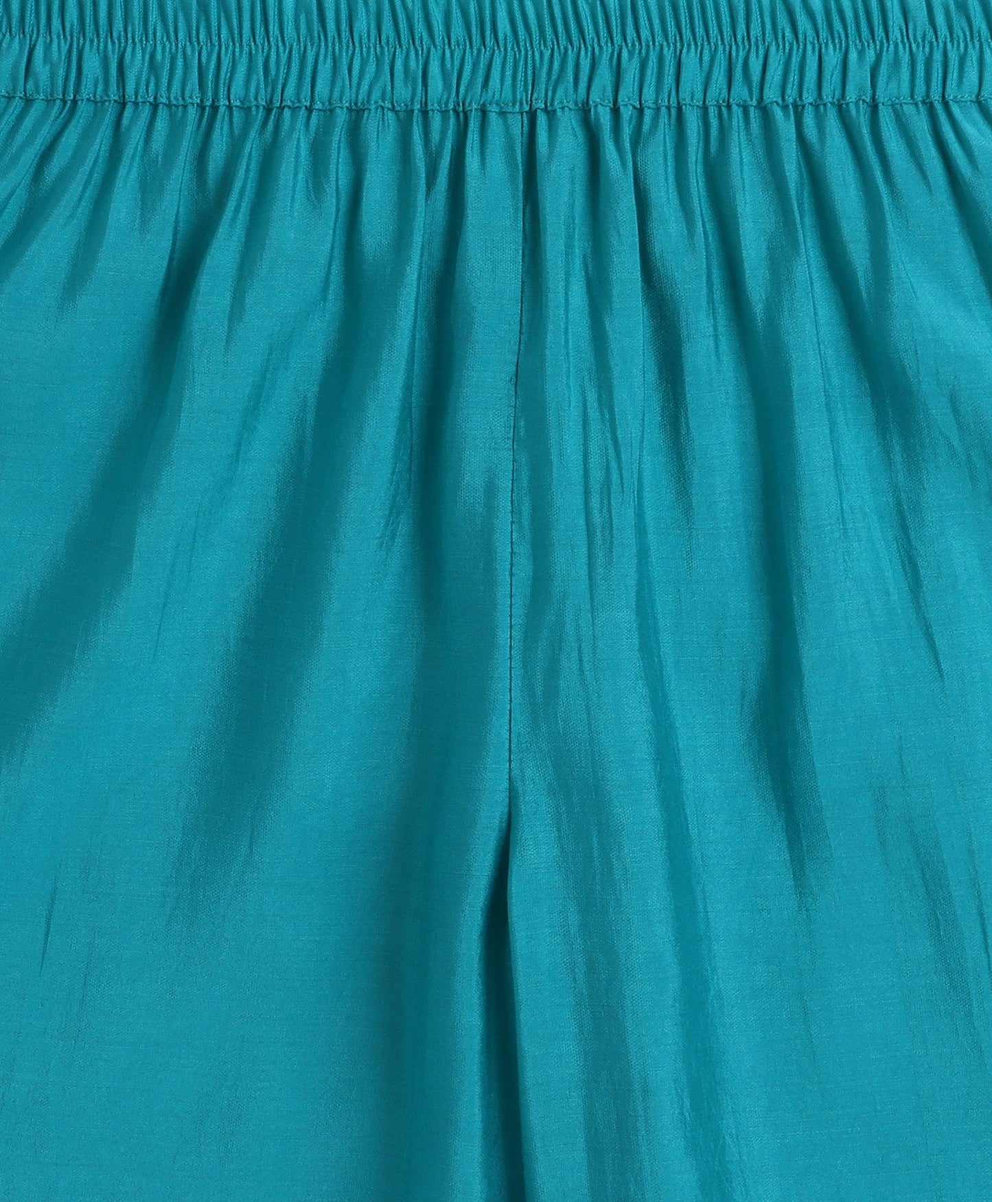 Woven Singlet Sequin Embroidery Work Kurti and Bottom Set- Turquoise Blue