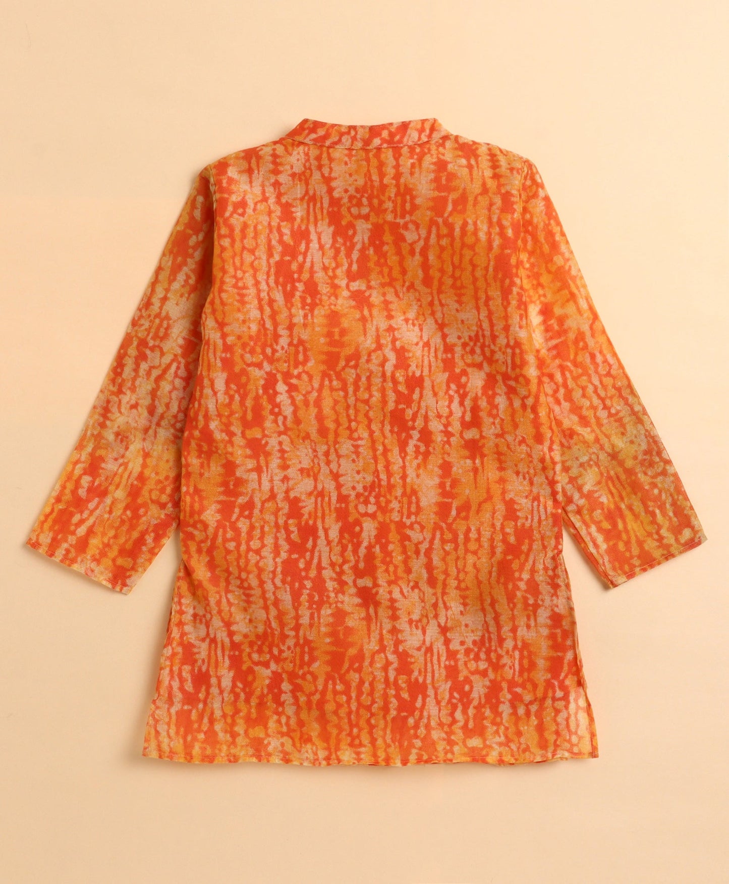 The Magic Wand Woven Full Sleeves AII Over Printed Kurta and Pajama- Orange