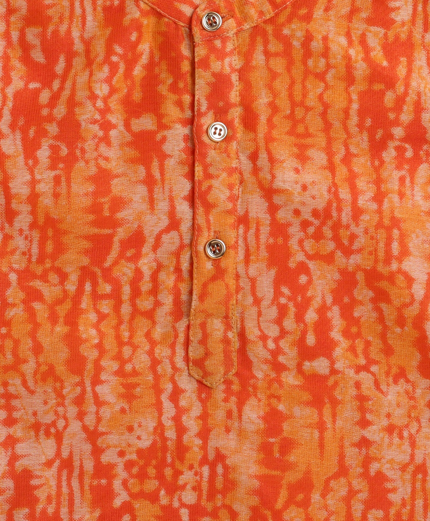 The Magic Wand Woven Full Sleeves AII Over Printed Kurta and Pajama- Orange