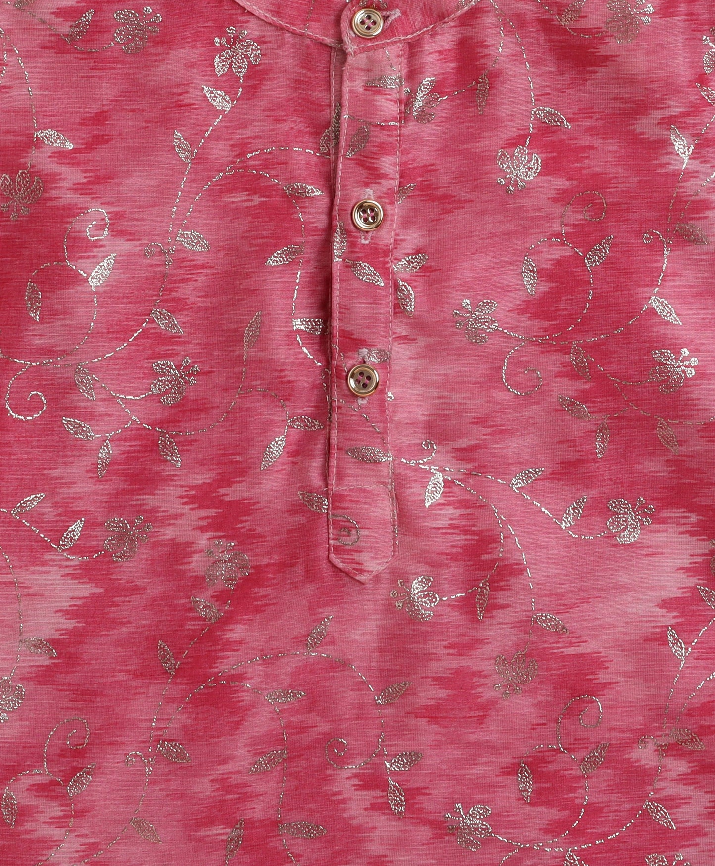 The Magic Wand Woven Full Sleeves Foil Printed Kurta and Pajama Set- Pink