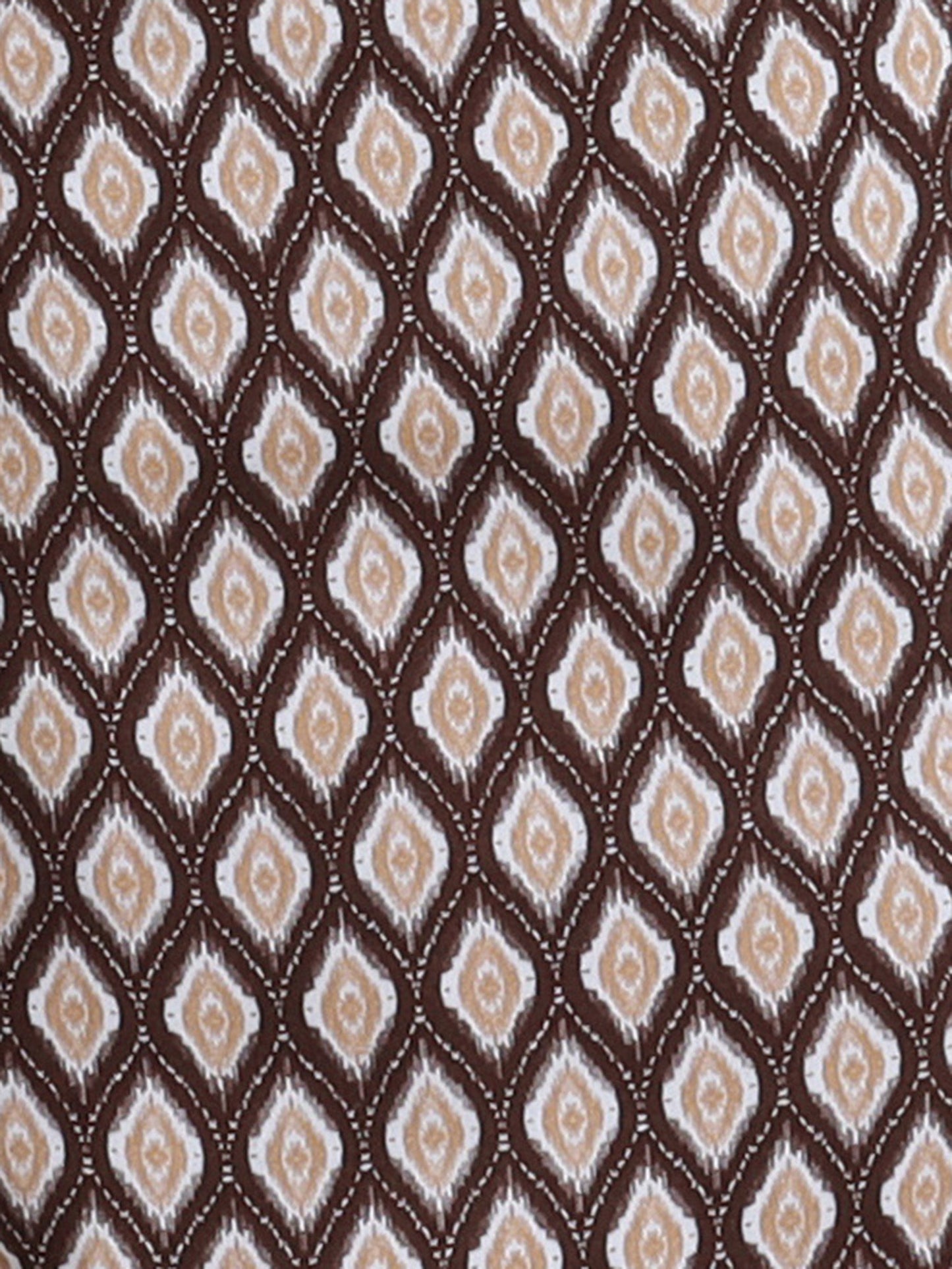 The Magic Wand Rayon Ikat Printed Full Length Palazzo With Lace Bow Brown