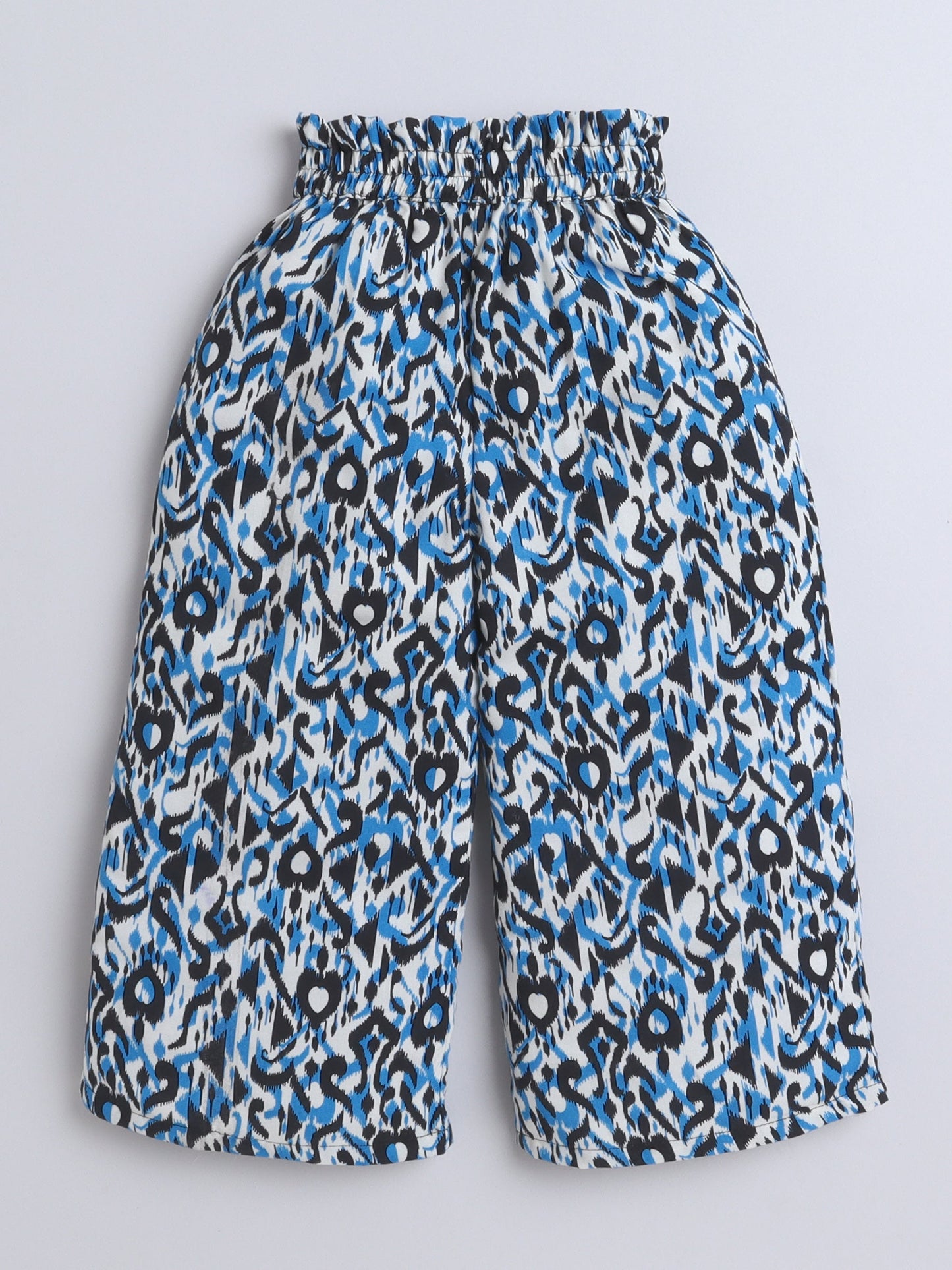 The Magic Wand Rayon Abstract Printed Full Length Palazzo With Lace Bow Black