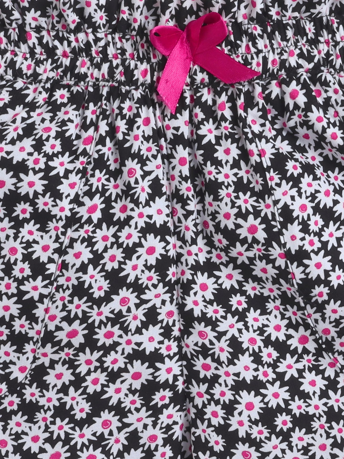 The Magic Wand Rayon Floral Printed Full Length Palazzo With Lace Bow Black