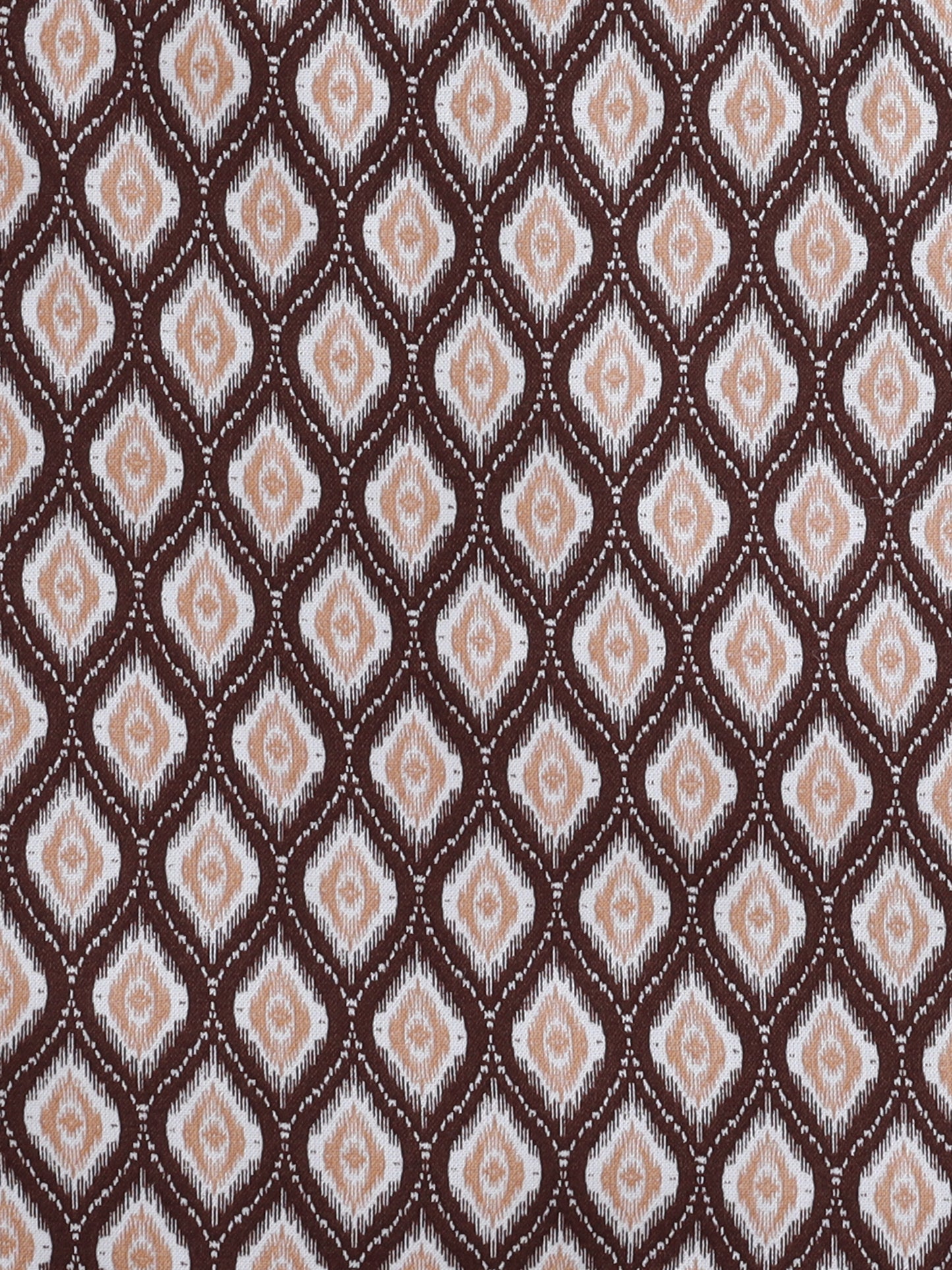 Rayon Ikat Printed Cotton Frill Detailed Incut Top - Brown
