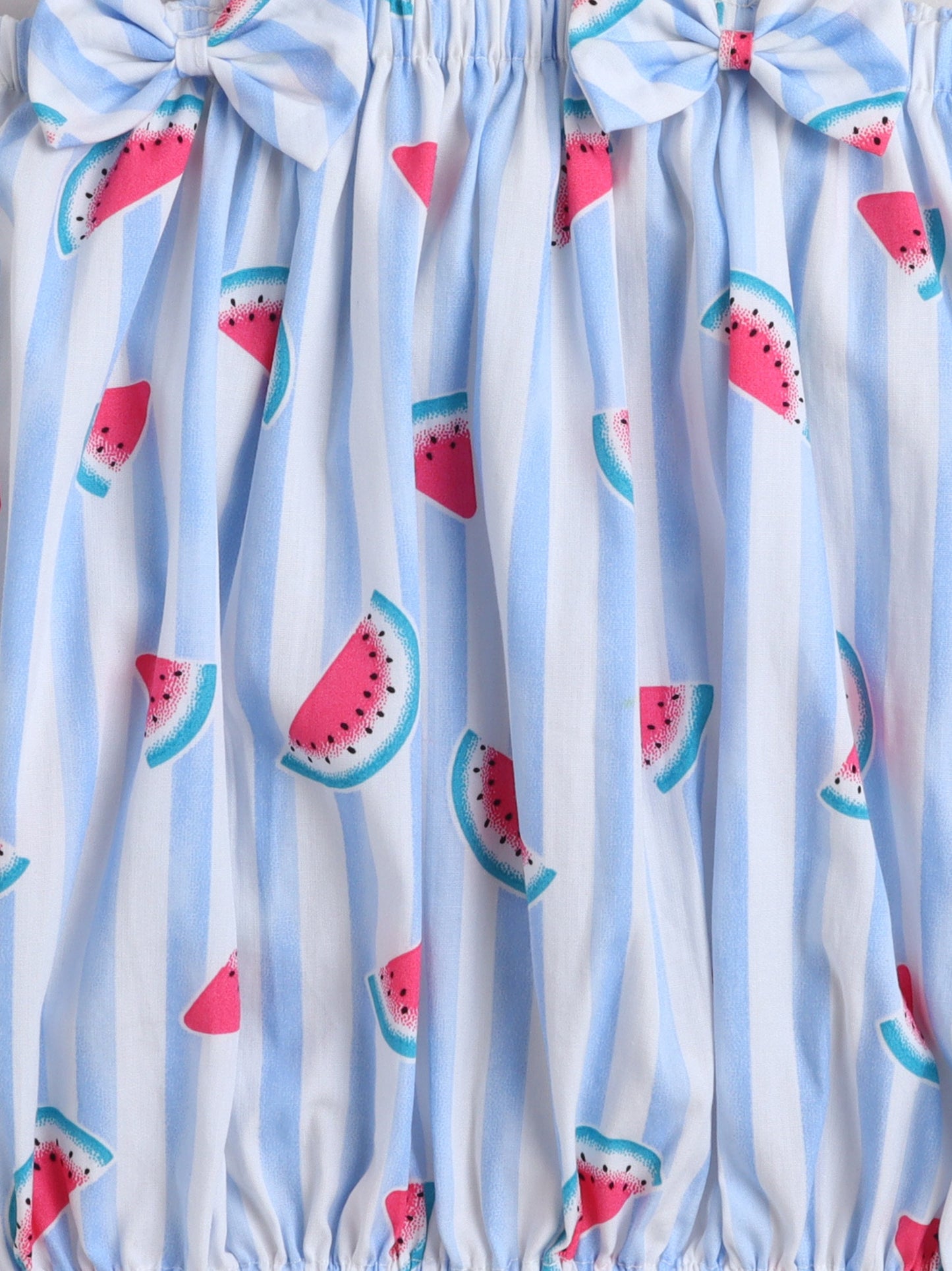 The Magic Wand Shoulder Strap Watermelon Printed Top & Skirt Set-Blue
