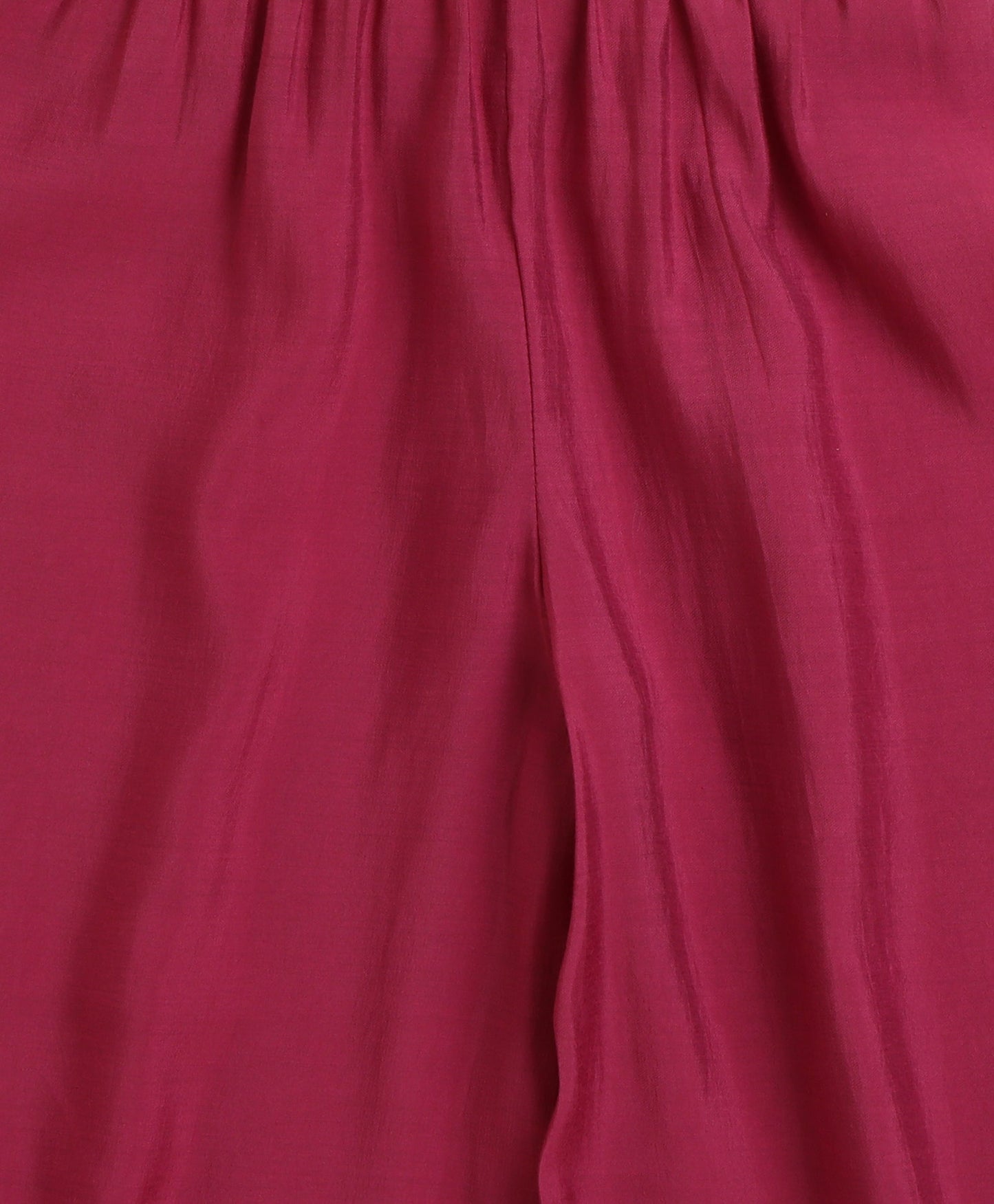 The Magic Wand Chanderi Woven Three Fourth Sleeves Foil Printed Top and Bottom Set- Fuschia