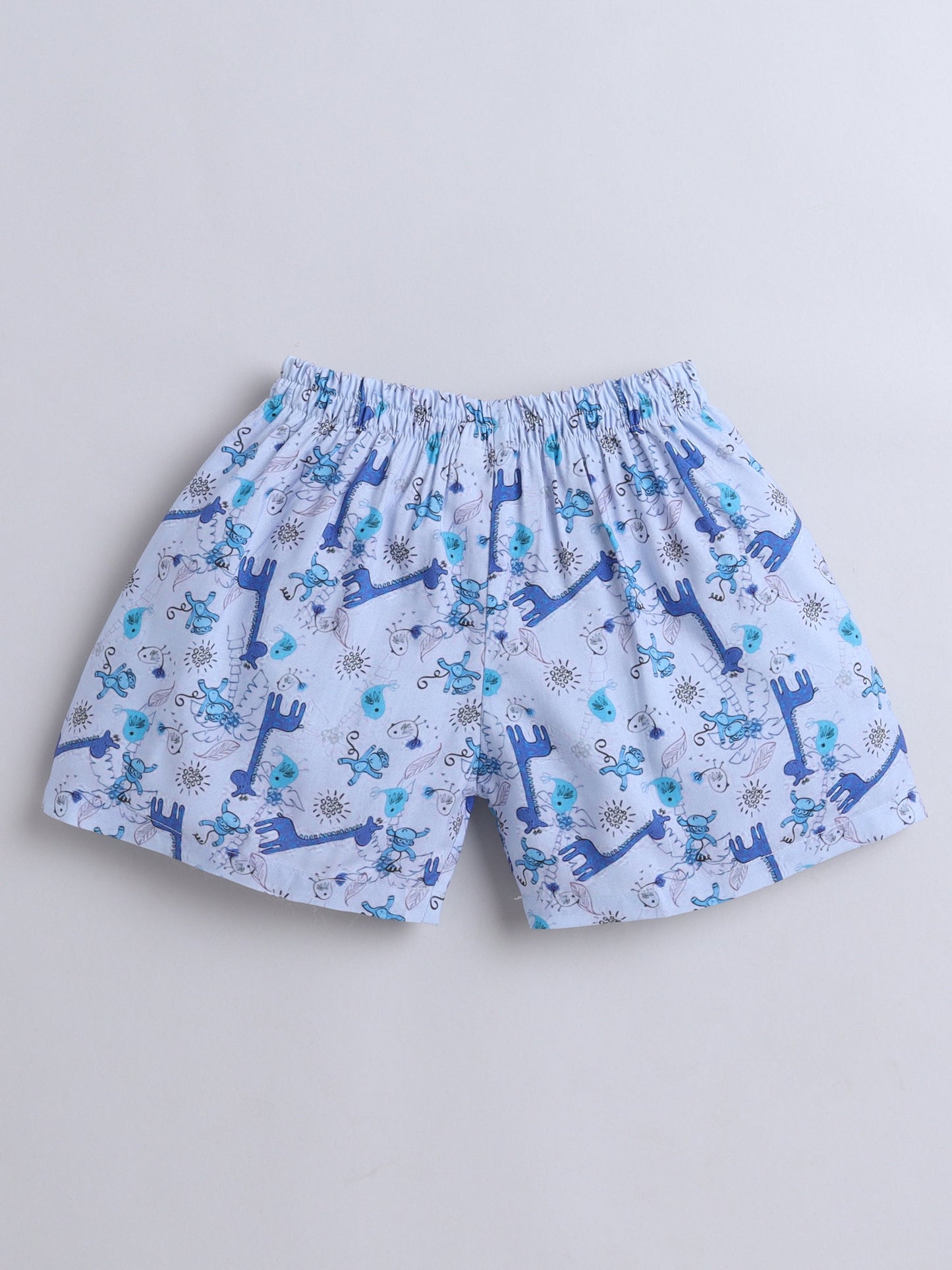 The Magic Wand Cotton Half Sleeve Animal Printed Night Suit Set Blue