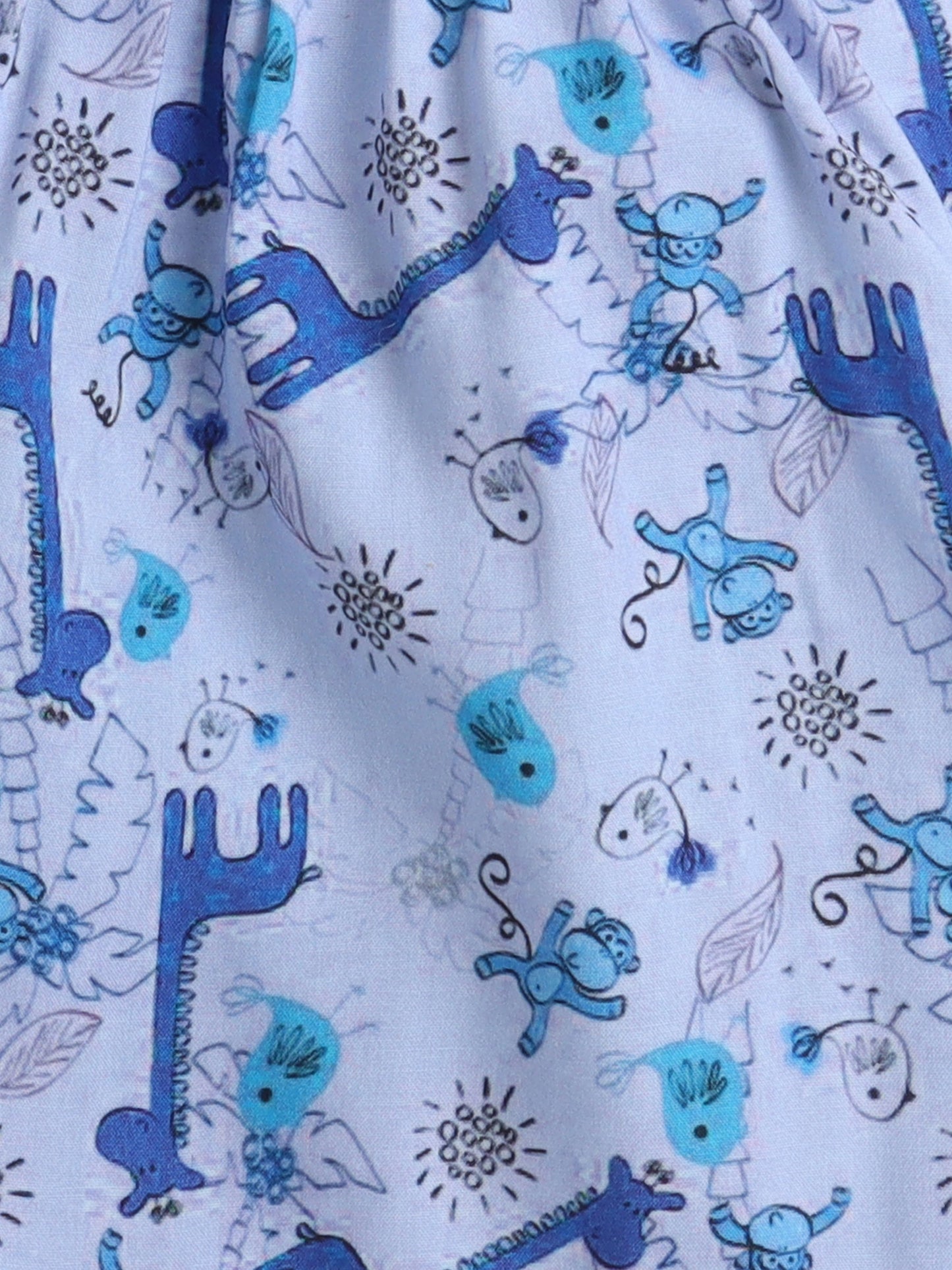 The Magic Wand Cotton Half Sleeve Animal Printed Night Suit Set Blue