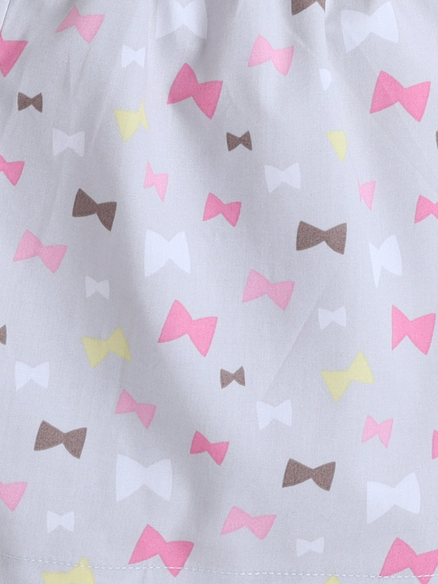 Cotton Woven Half Sleeves Bow Printed Shirt & Coordinating Shorts Set - Grey