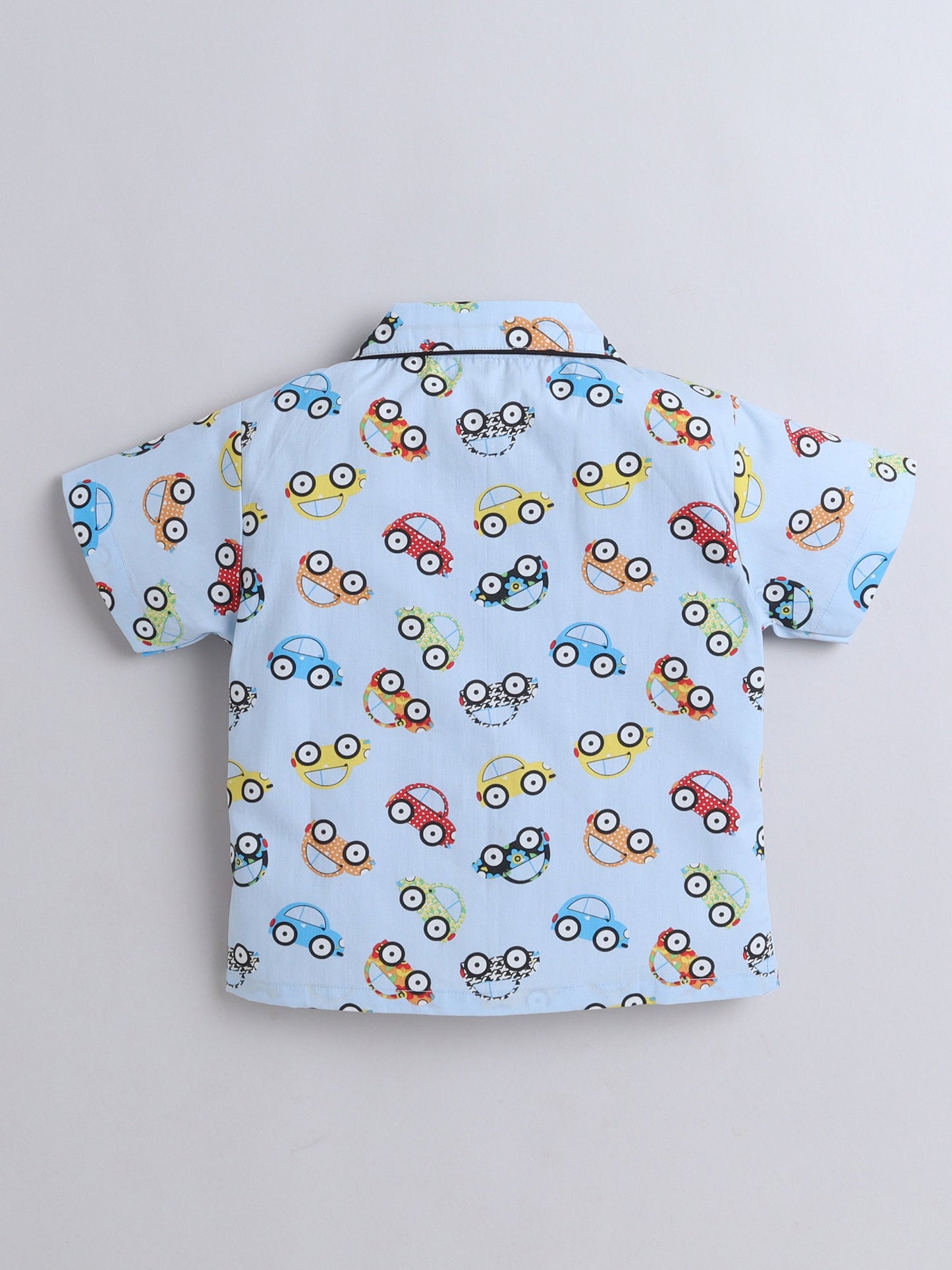 The Magic Wand Cotton Half Sleeve Vehicals Printed Night Suit Set Grey