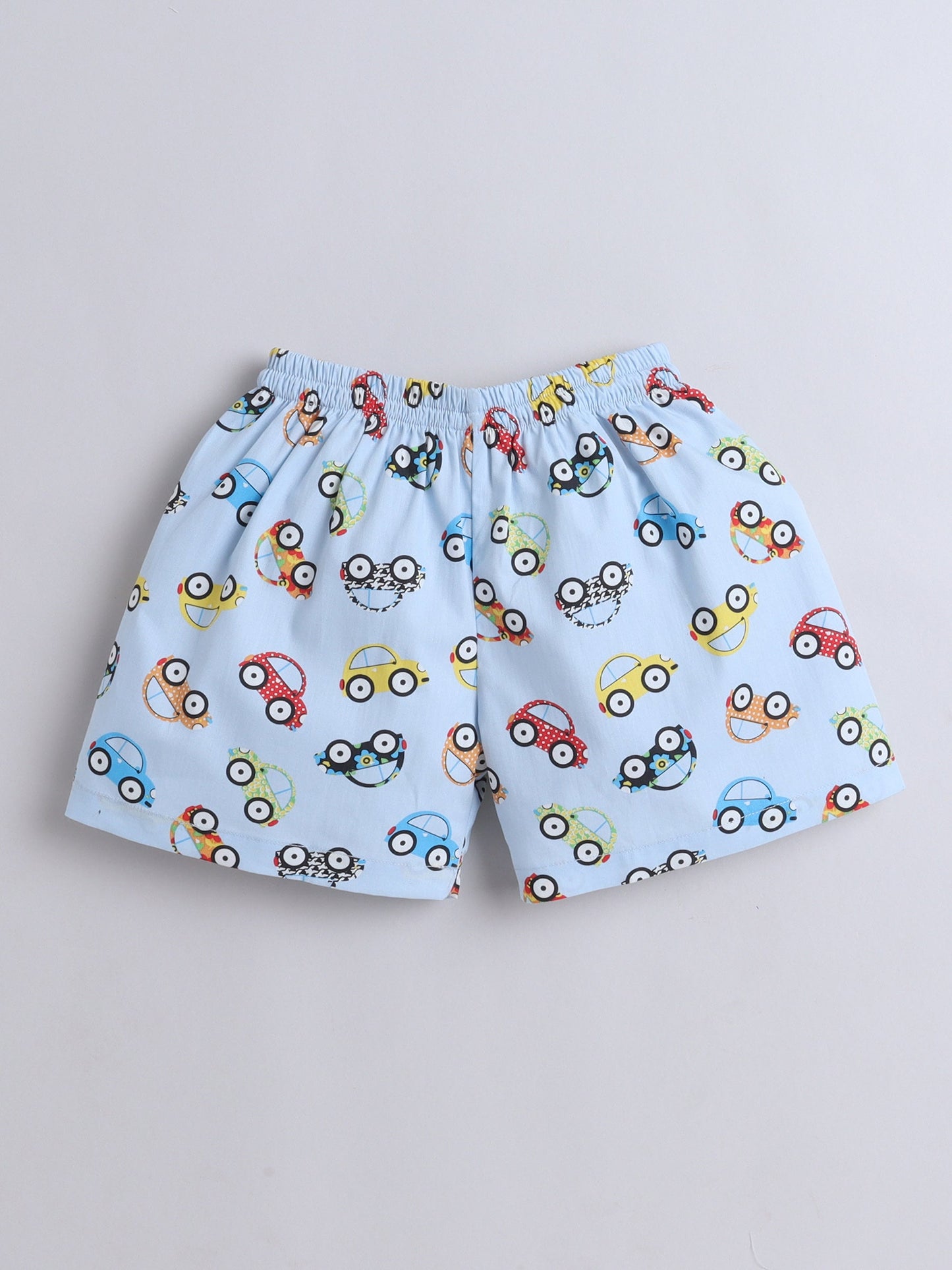 The Magic Wand Cotton Half Sleeve Vehicals Printed Night Suit Set Grey